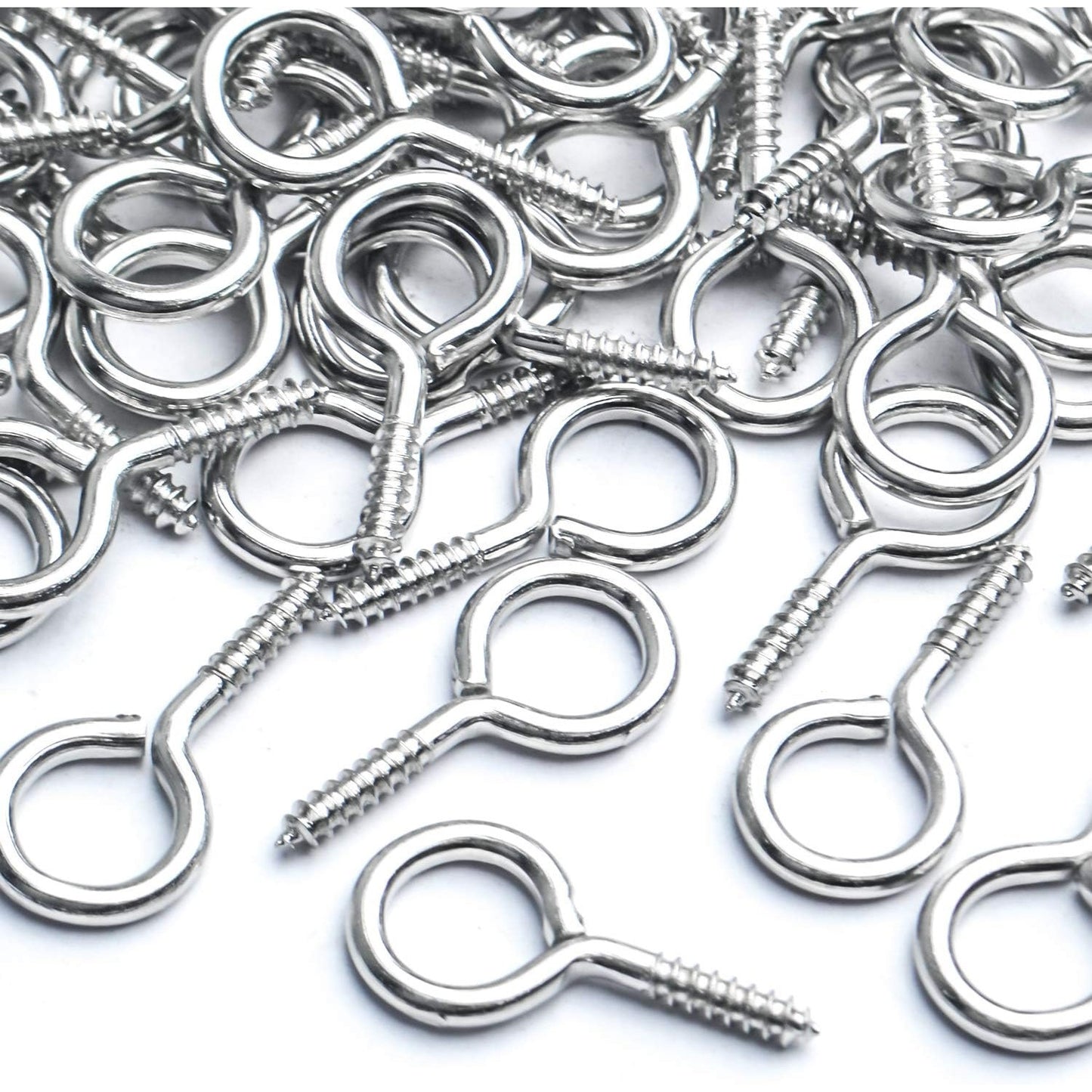 Eye Screw Hooks,100pcs 19x10mm Screw in Eye Hooks Self Tapping Eye Screws Thread Eyebolt for Crafting Jewelry Making Hanging Small Items