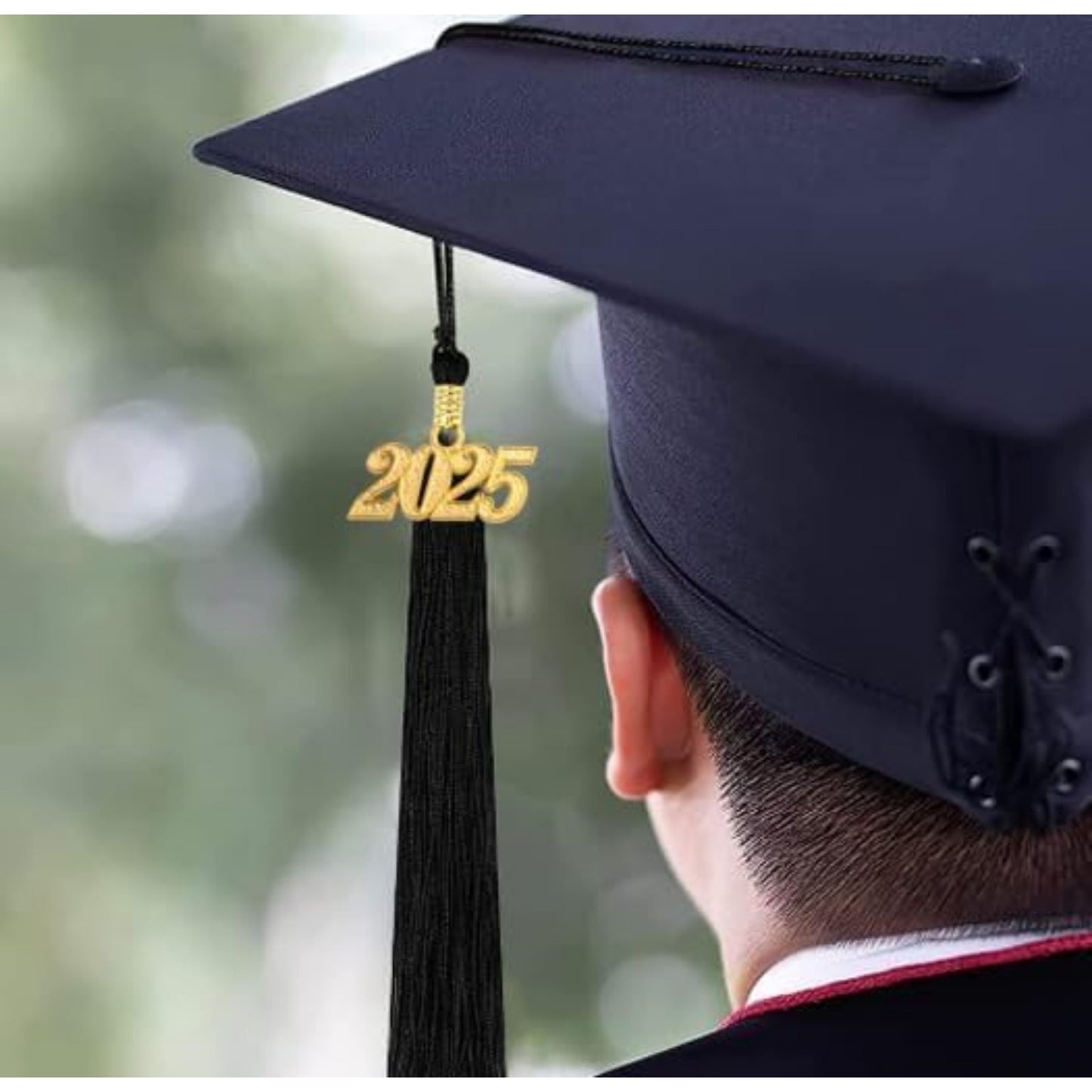 10pcs Black Graduation Tassels Academic Grad Cap Tassel Decoration with 10pcs Golden 2025 Year Charms for 2025 Graduates Graduation Ceremonies Parties Activities Souvenir