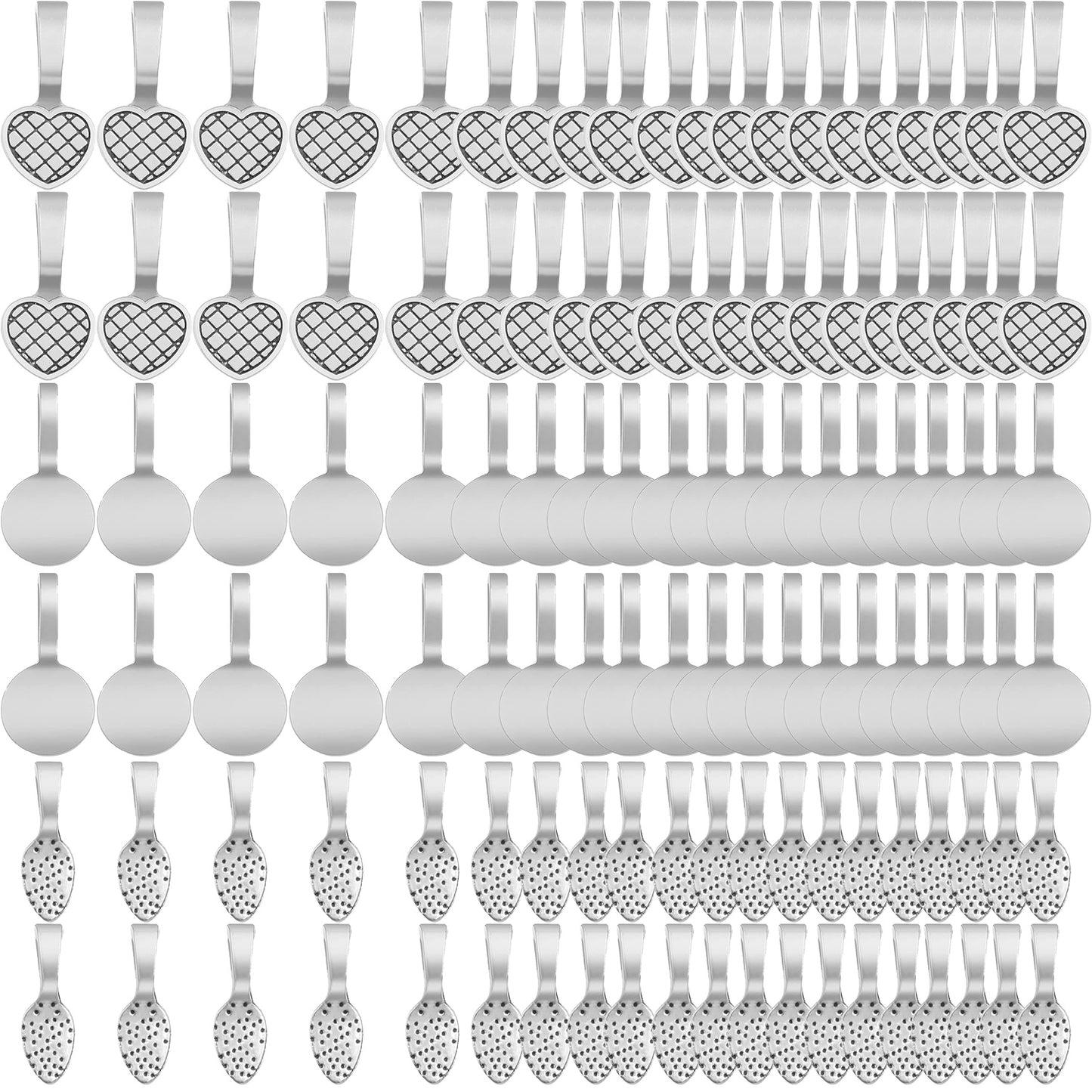 120pcs 3 Styles Tibetan Glue-on Bail Pendants Alloy Flat Pad Pendant Bail Necklace Earring Cabochon Supplies for DIY Crafts Jewelry Making Findings, 2 Colors