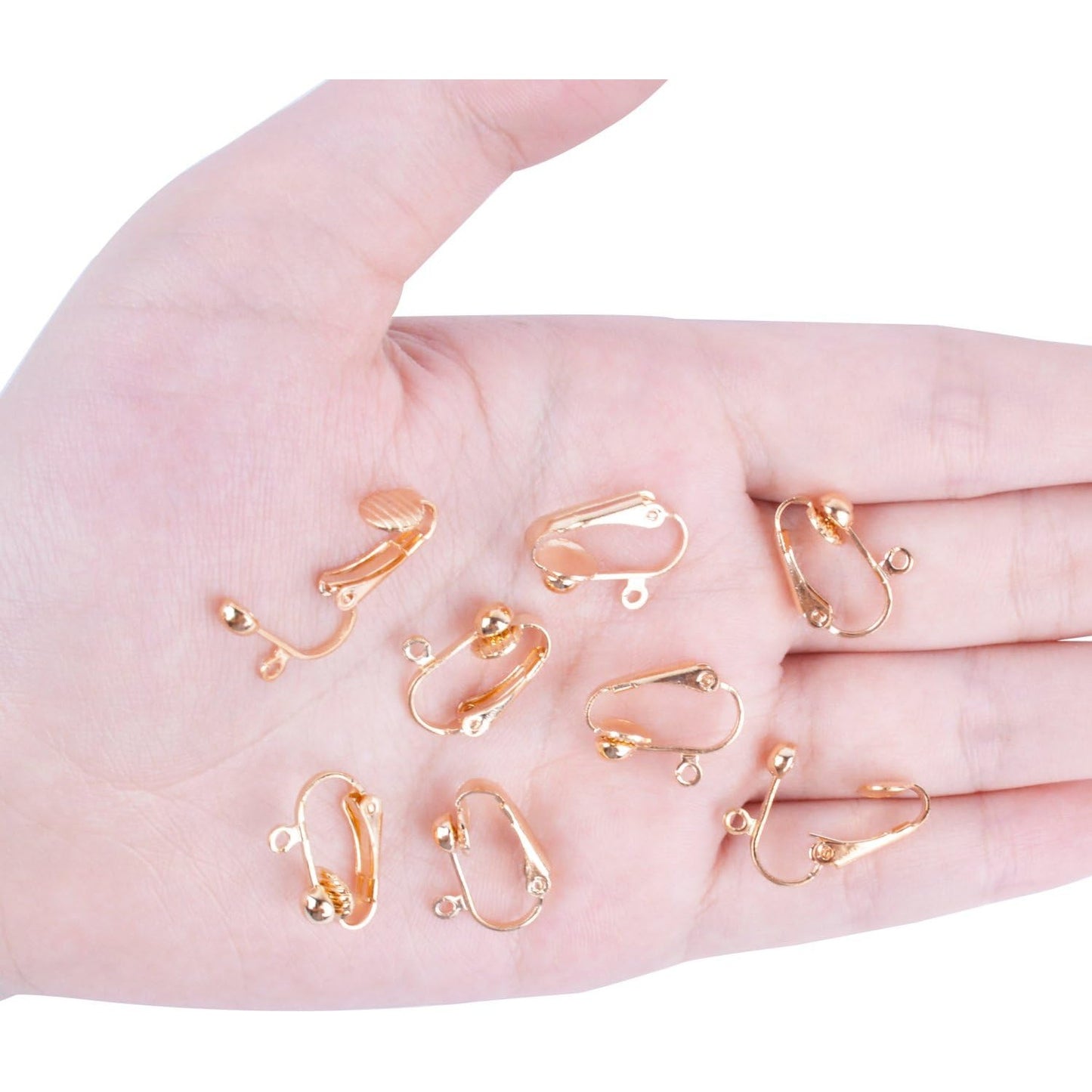 BronaGrand 20pcs Clip-on Earring Converter with Easy Open Loop (Gold)