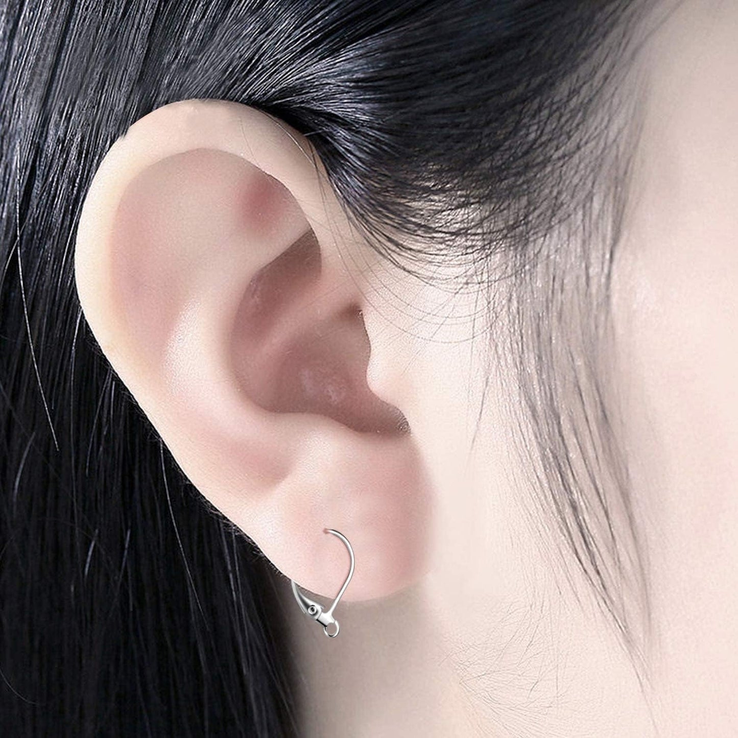 100PCS Silver Plated French Earring Hook Ear Wire Lever Back Open Loop DIY Jewelry Findings