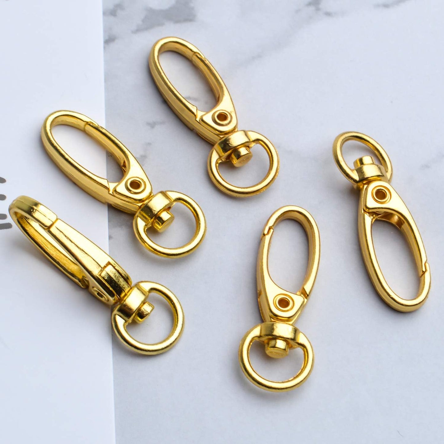 Swivel Clasp Clips,50pcs 35mm Swivel Trigger Clips Metal Keyring Clasps Snap Hooks for Hanging Key Chains Dog Leashes Crafts Decorations,Gold