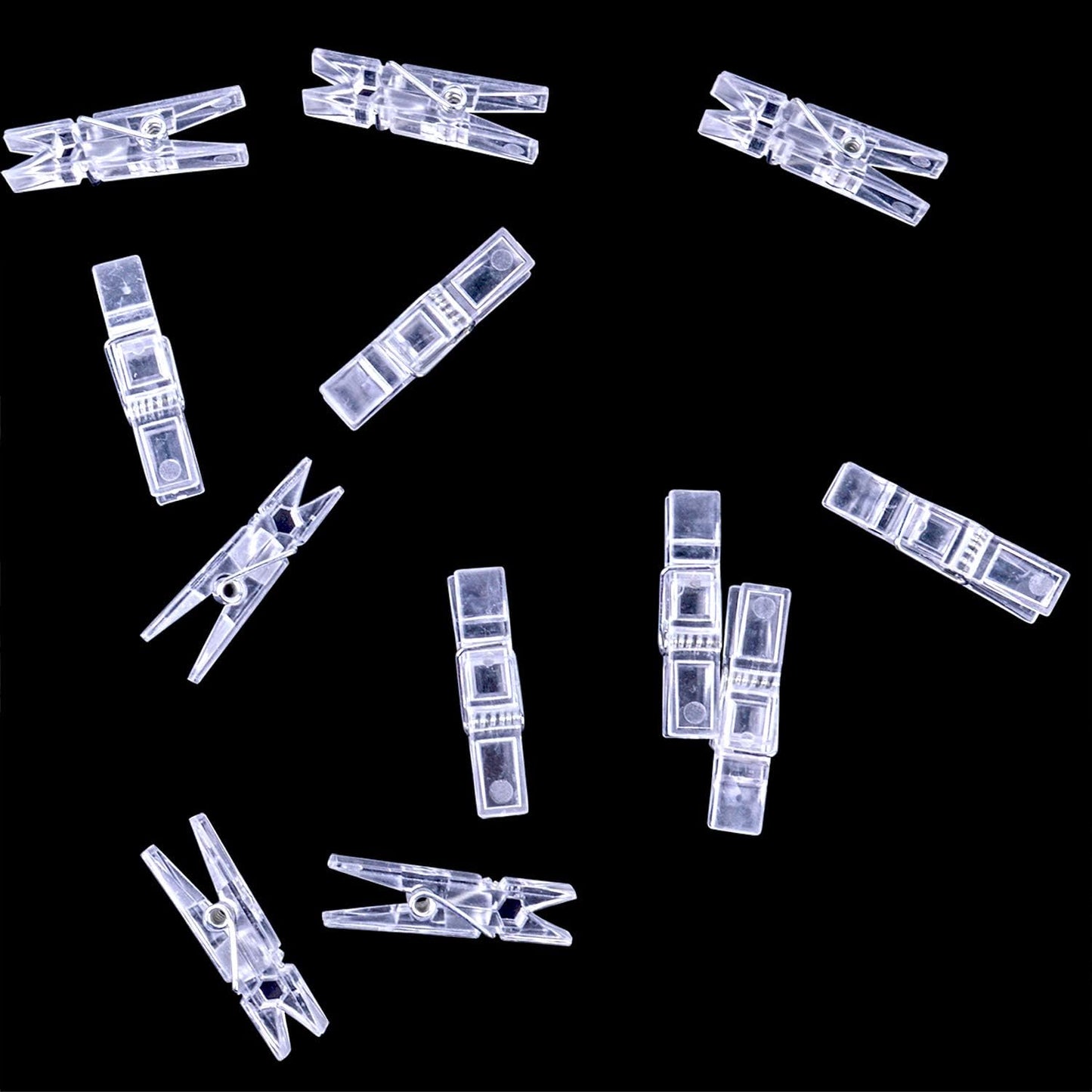 50pcs Small Clear Plastic Utility Paper Clip, Clothespins Clip, Clothes Line Clips,Photo Clips 3.5x0.7x1cm
