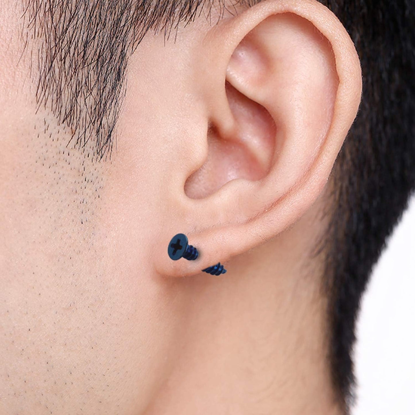 BronaGrand 5 Pairs Men Unisex Stainless Steel Piercing Cross Screws Hoop Earrings Ear Stud