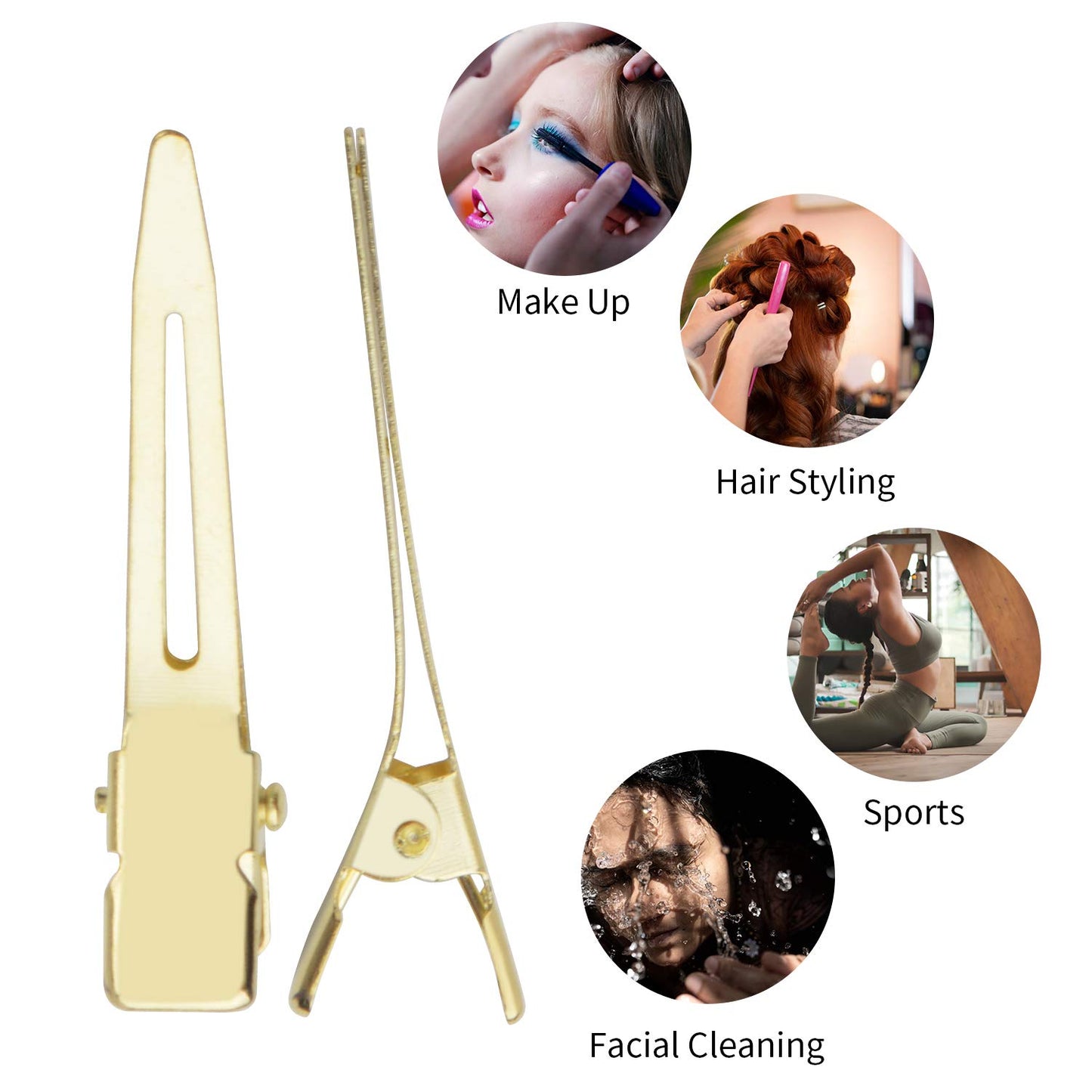 Hair Clips, 100pcs 4.5cm Single Prong Clips Gold Curl Pins Duckbill Section Clips for Hair Extensions Styling Crafting