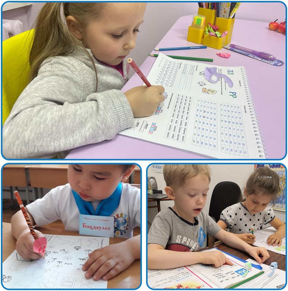 HENDEVL Grips for Pencil for Kids Handwriting, 8 Pcs Pen Grips, Ergonomic Pencil Grippers Holder for Kids, Writing Posture Correction with Cushion for Toddlers, Adults, Preschooler, Special Education Supplies