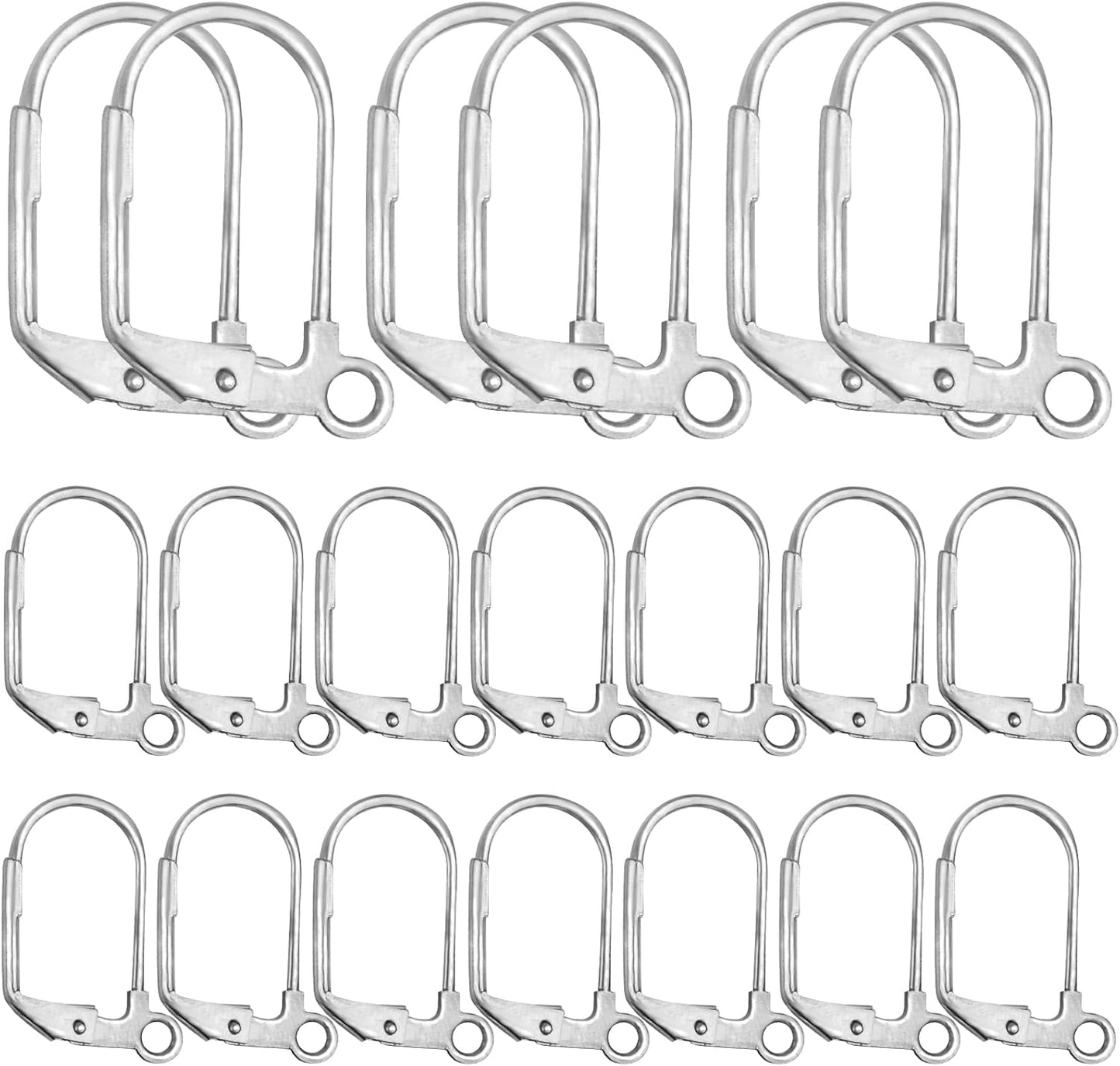 50 Pieces (25 Pair) Stainless Steel Leverback Earrings Round French Hook Earwires Findings with Open Loop for Earring Making - 13 x 15 mm