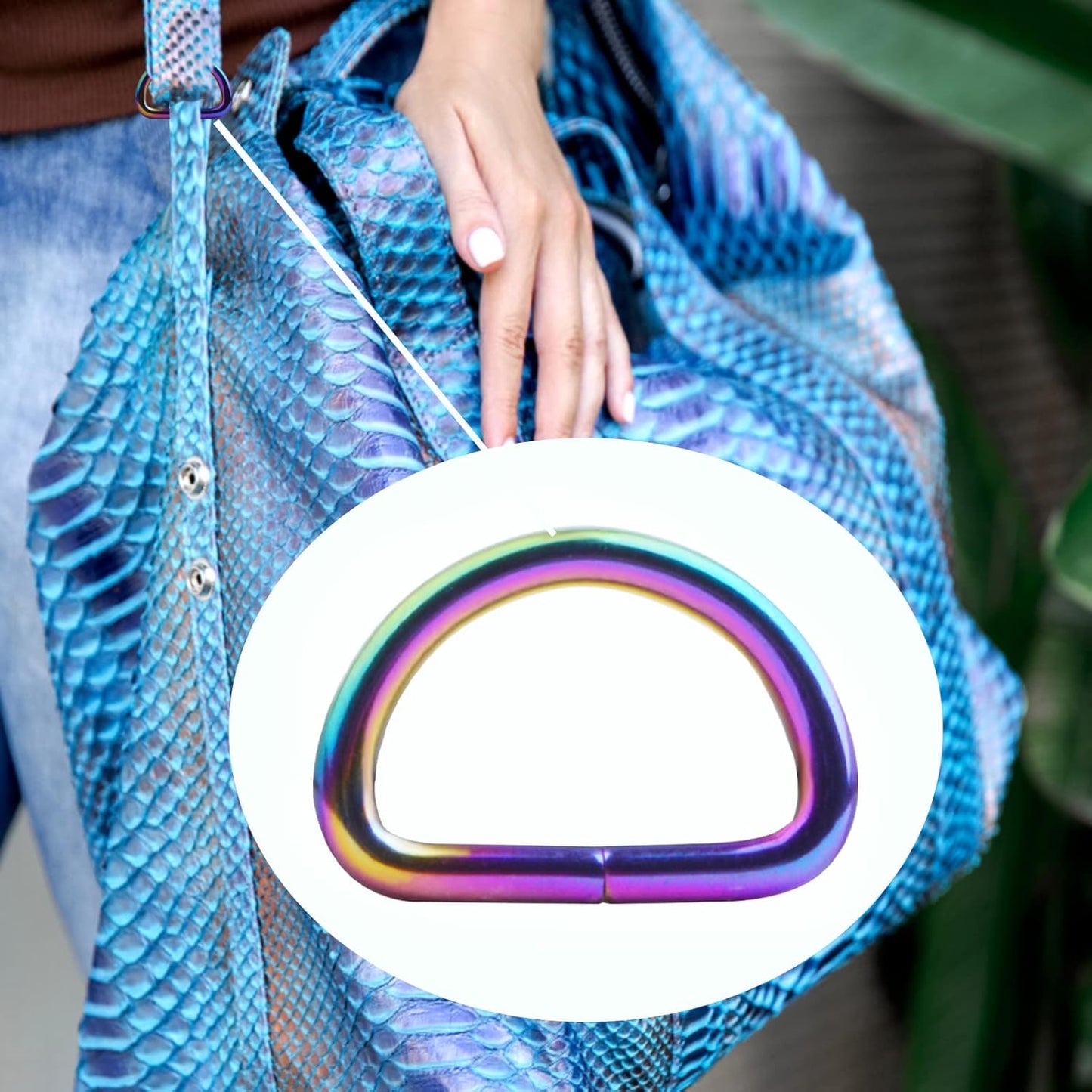 20pcs 1/2inch Metal Semi-Circular D Rings Multipurpose Half Round D-shaped Rings Buckle Clips DIY Accessories for Bags Purse Backpack Belt Clothing Sewing, Rainbow Color