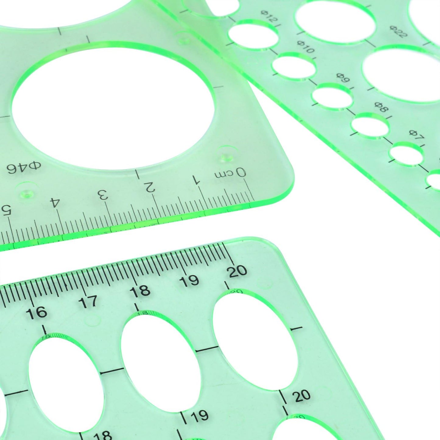 3pcs Circle Stencils Oval Stationery Template Plastic Measuring Templates Geometric Rulers Set for Drafting, Drawing(Clear Green)