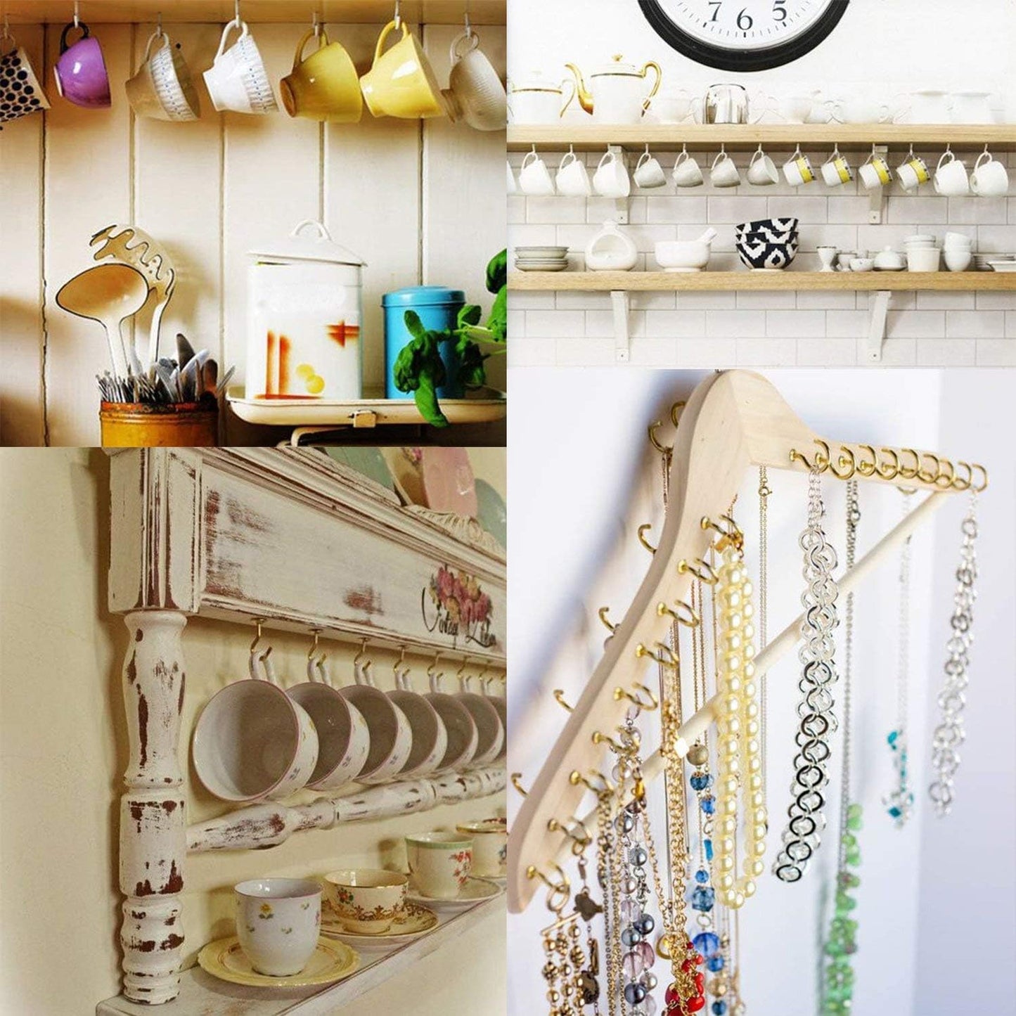 50 Pieces Metal Screw-in Ceiling Hooks Cup Hook,Screw Hanger for Hanging Plants Mugs Kitchen Utensils Wind Chimes 1-1/4"(Silver)