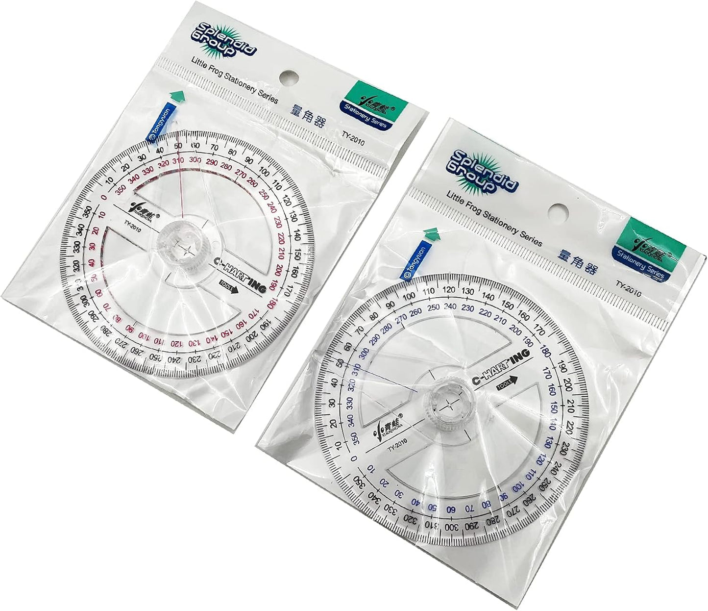 Aylifu 360° Protractor Pack of 2 Protactors Plastic Protractor Math Protractors Clear Protractor Ruler Drafting Tools Circle Protractor for Geometry
