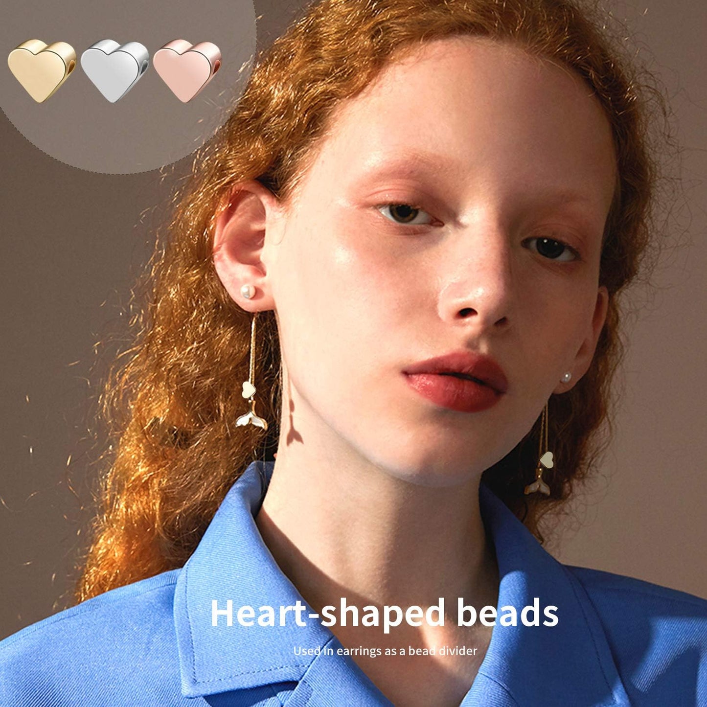 Spacer Beads Jewelry Accessories, 30PCS Small Hole Heart Beads Spacer Loose Separated Beads Brass Double Side Pendants Charms for Handmake DIY Bracelet Necklace Valentine's Day,7 * 6 * 3mm