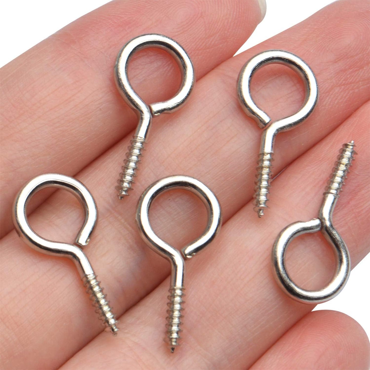 Eye Screw Hooks,100pcs 19x10mm Screw in Eye Hooks Self Tapping Eye Screws Thread Eyebolt for Crafting Jewelry Making Hanging Small Items