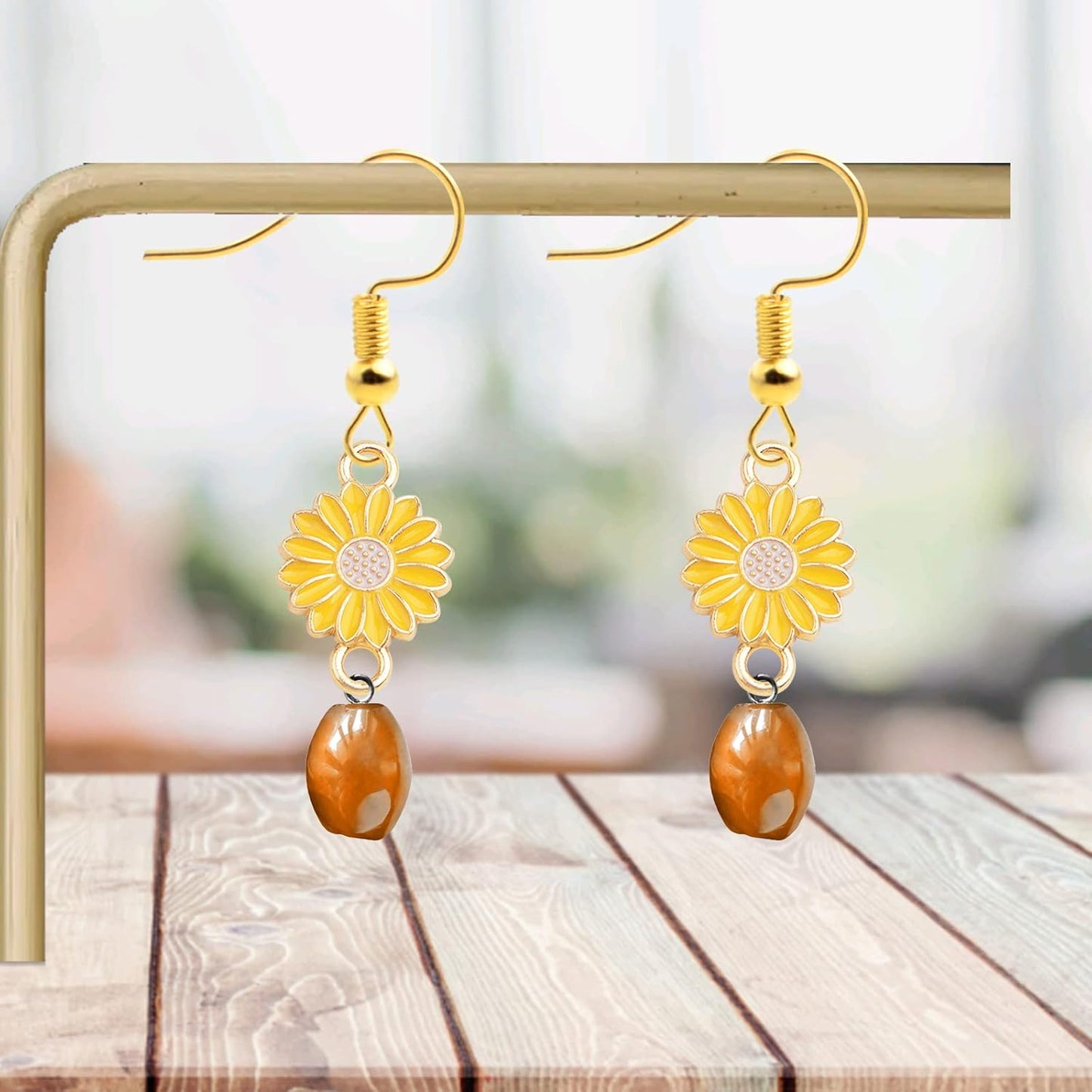 30 Pieces Alloy Enamel Sunflower Shaped Charms Connectors Lovely Daisy Flower Double Loops Links Pendants for DIY Necklace Bracelet Earrings Jewelry Making, 6 Colors