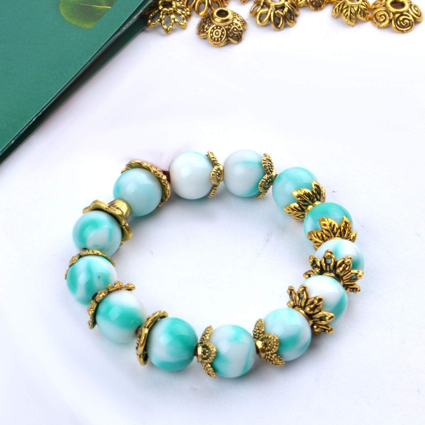 200pcs Antique Gold Bead Caps Spacer Beads Flower Bead Caps Bali Style for Necklace Bracelet,10 Styles