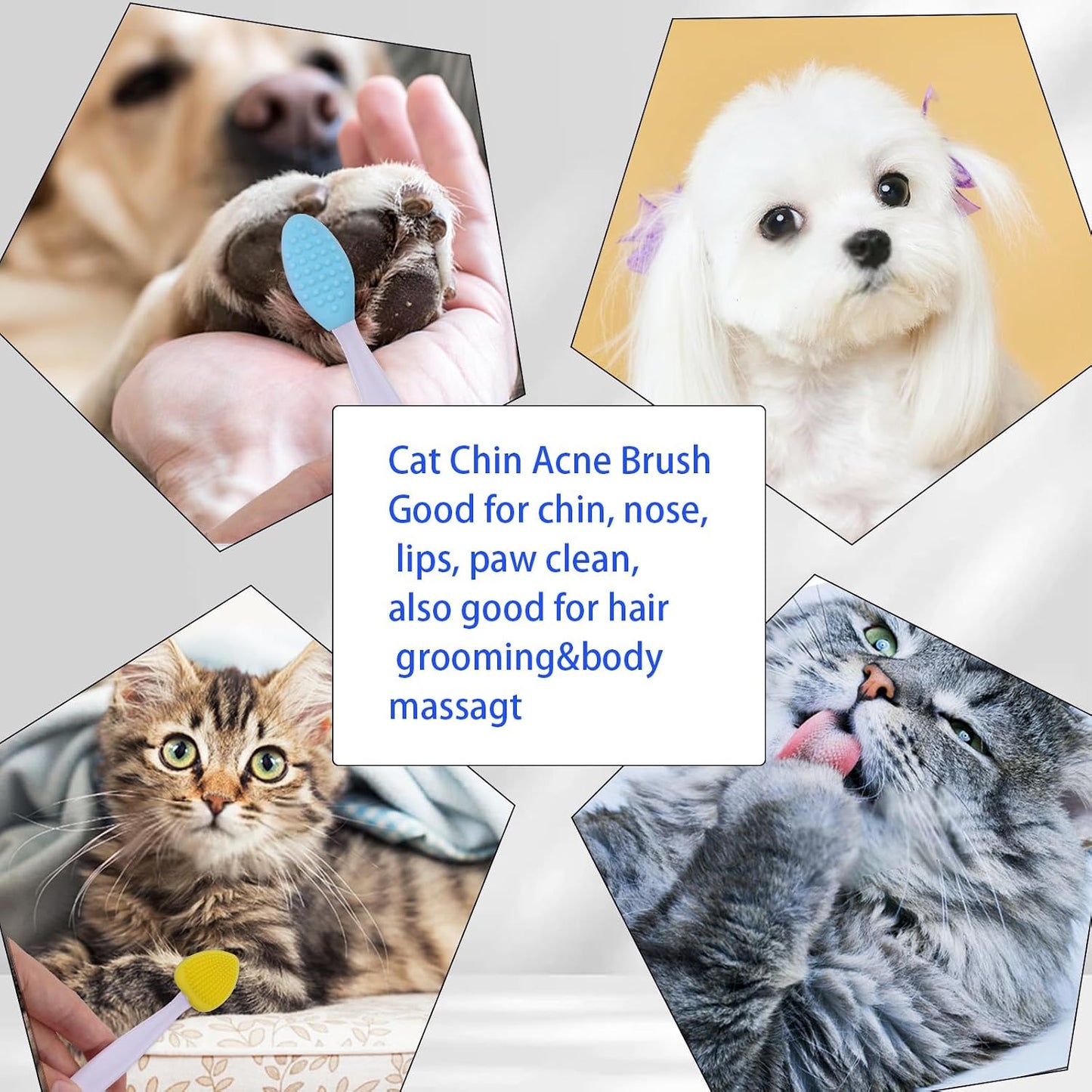 Aylifu 8pcs Silicone Soft Bristle Cat Grooming Scraper Brushes Double-Sided Gentle Massage Cleaning Brush Chin Scrubbers for Pet Chin Acne Treatment Blackhead Exfoliation, 2 Styles