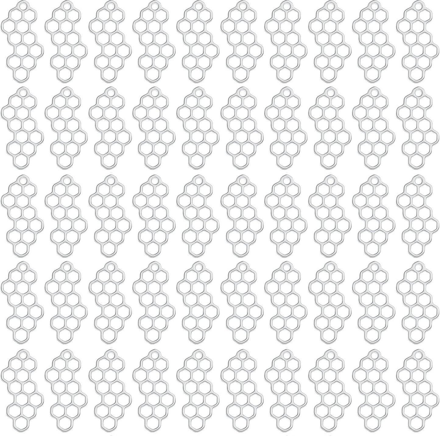 50pcs Hollowed Honeycomb Shape Pendant Charms Alloy Bee Honeycomb Open Back Bezel Pendants for DIY Necklace Bracelet Resin Crafts Jewelry Making, 2 Colors
