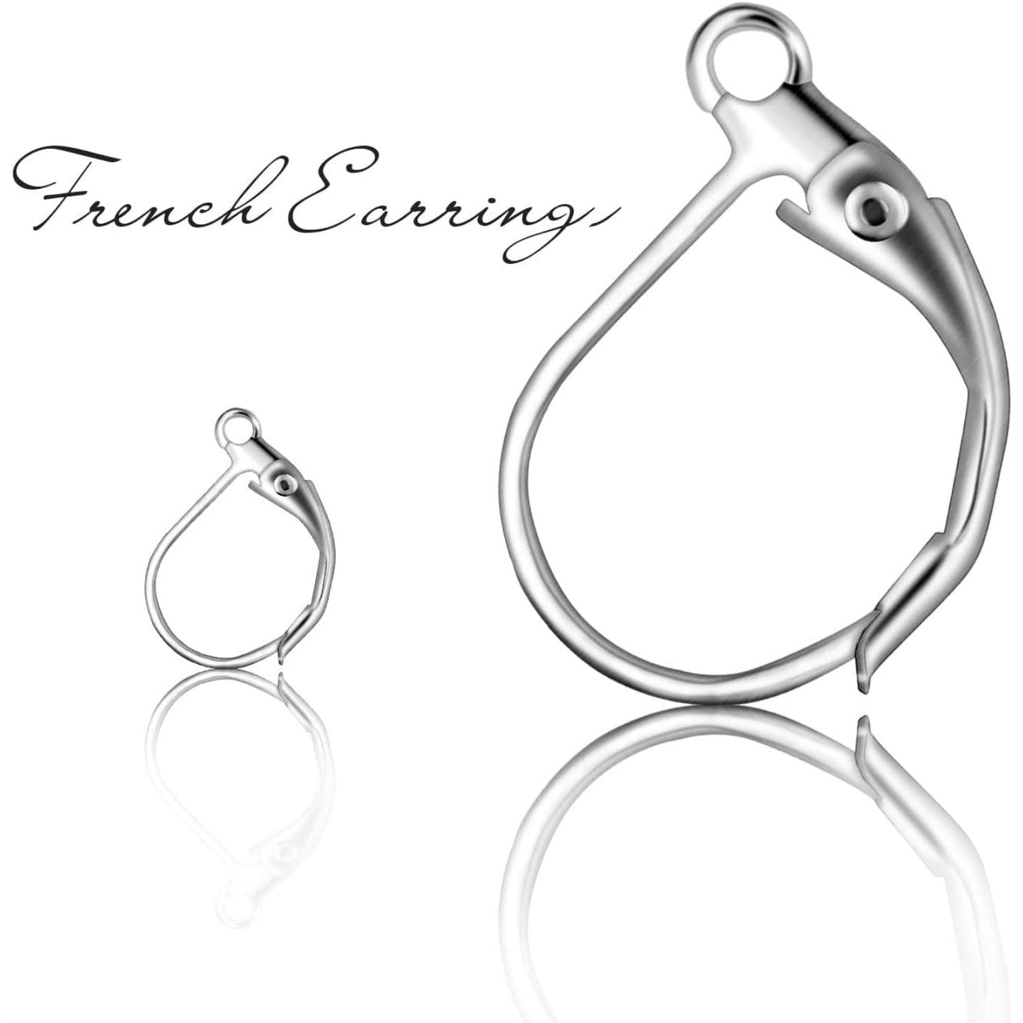 100PCS Silver Plated French Earring Hook Ear Wire Lever Back Open Loop DIY Jewelry Findings