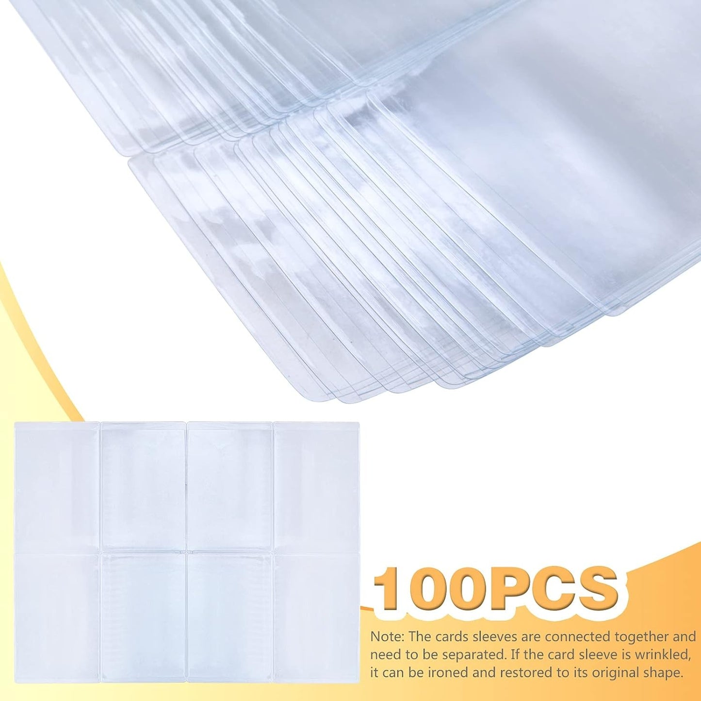 100pcs Transparent PVC Vertical ID Credit Card Sleeves Waterproof Clear New Medicare Card Holder Protector Sleeves for Social Security Insurance Business Bank Debit Cards