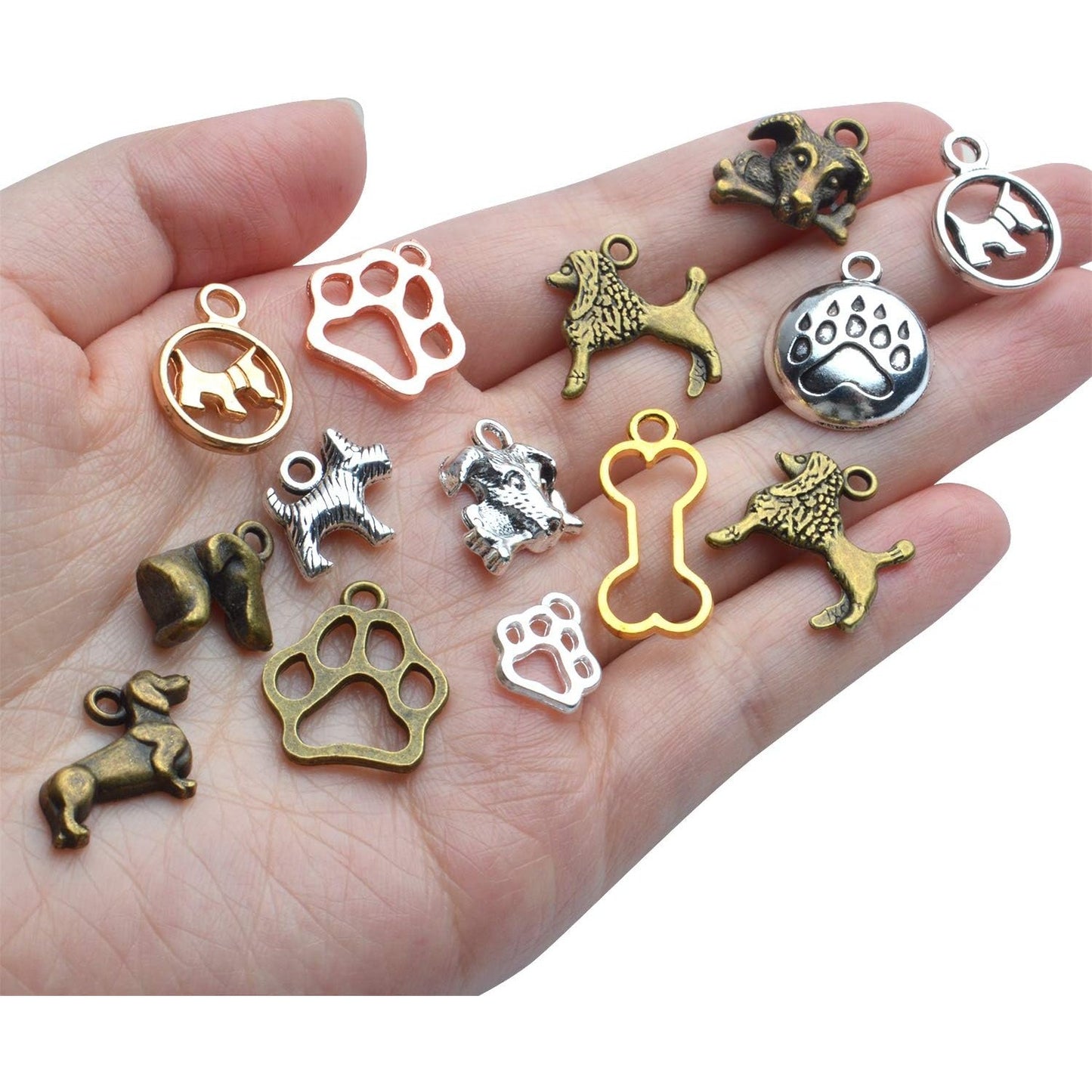 Dog Charms Bulk, 100 Gram Wholesale Mixed Antique Animal Charms Alloy Pet Dog Pendants Craft Supplies Jewelry Findings Accessory for DIY Necklace Bracelet Earring Crafting