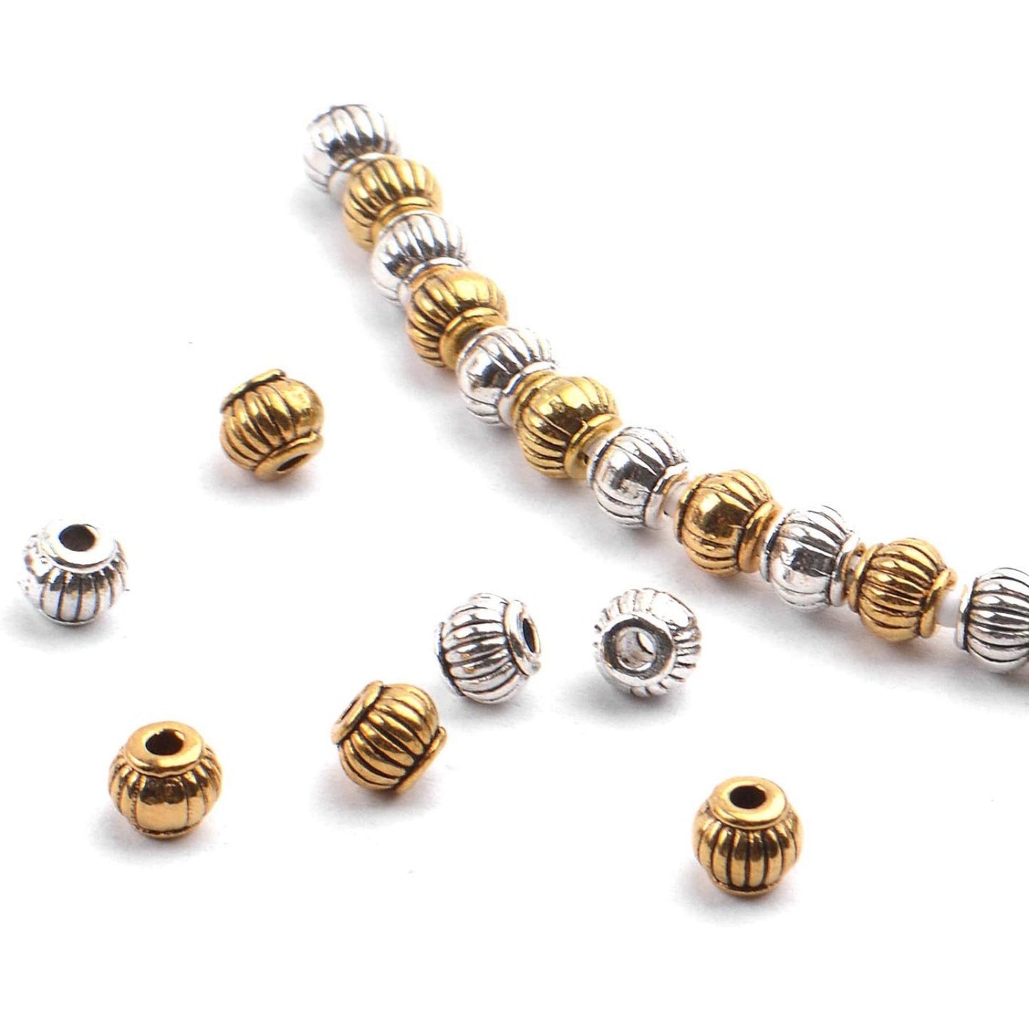 200pcs Antique Spacer Beads Round Lantern Shaped Alloy Spacers for Making Bracelets Necklaces,5 * 4mm
