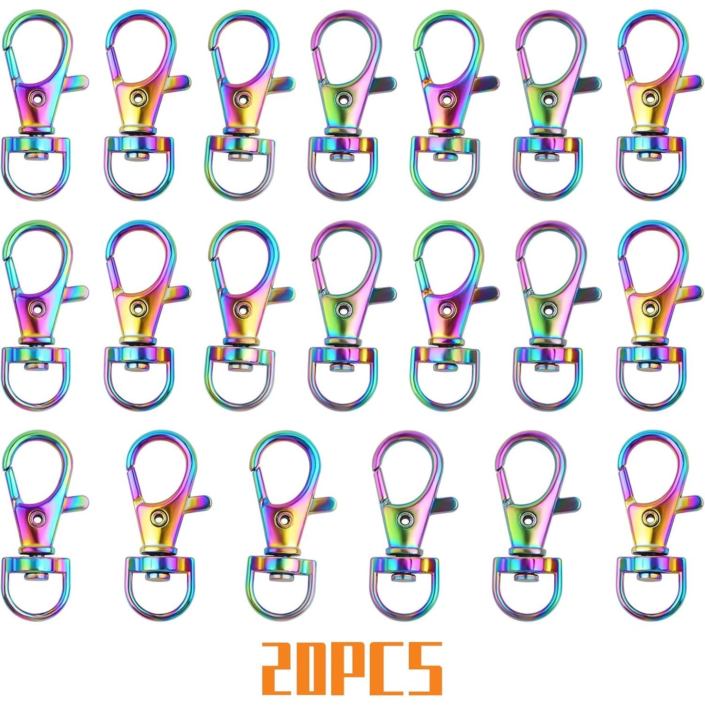 20 Pieces Swivel Clasps Lanyard Snap Hooks Alloy Lobster Clasp Trigger Clips Keychain Rings Accessories for DIY Handbag Purse Hardware Handmade Craft Projects, Rainbow Color