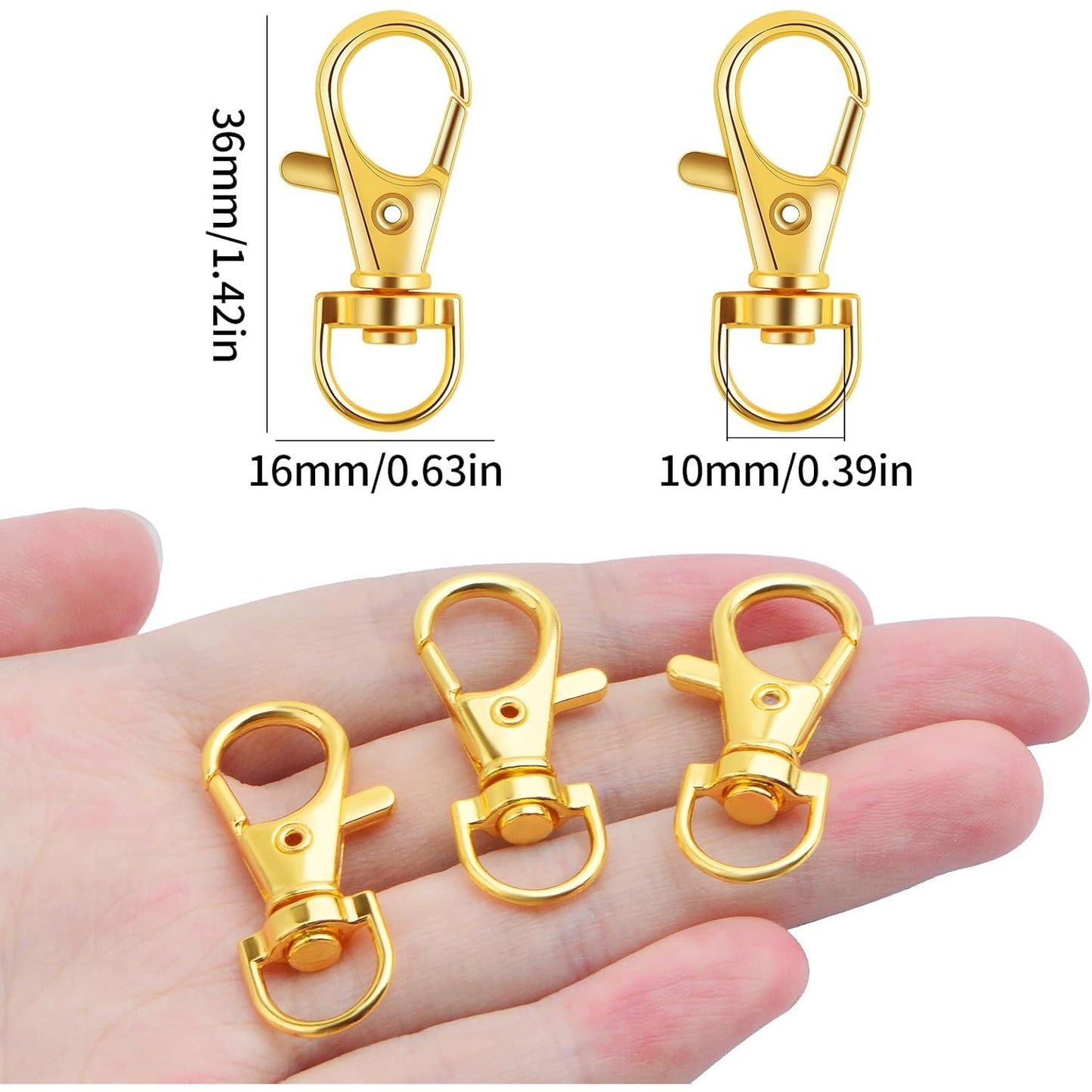 50pcs Swivel Clasp Lanyard Snap Hooks Golden Keychain Clip Hook Lobster Claw Clasps Lanyards Trigger Snap Hooks for DIY Keyring Handbag Purse Backpack Sewing Craft Projects