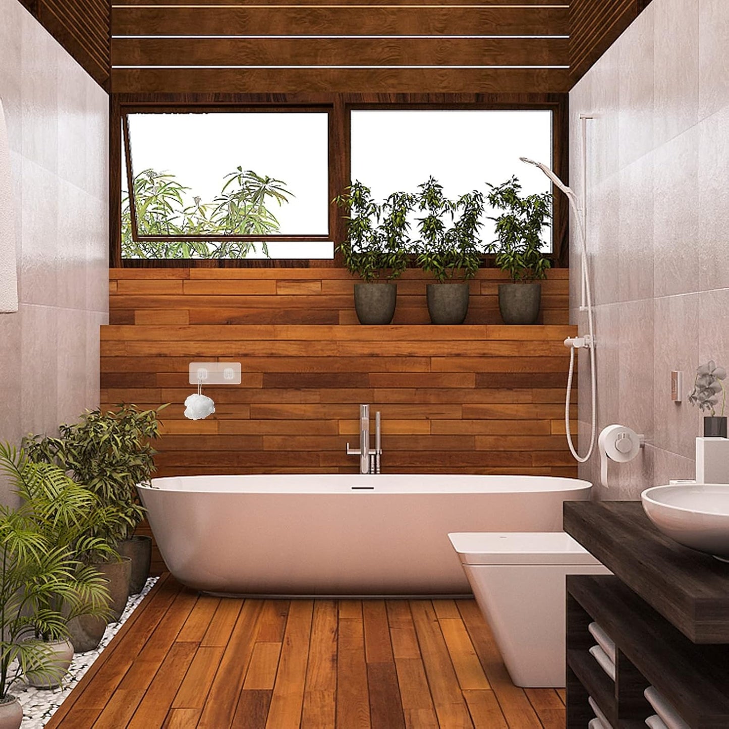 12 Pieces Shower Caddy Basket Adhesive Hooks Sticker Waterproof Transparent Double Claw Strong Wall Hooks for Kitchen Bathroom Shelf Outdoor Door Home Improvement, 14 x 5.9 cm