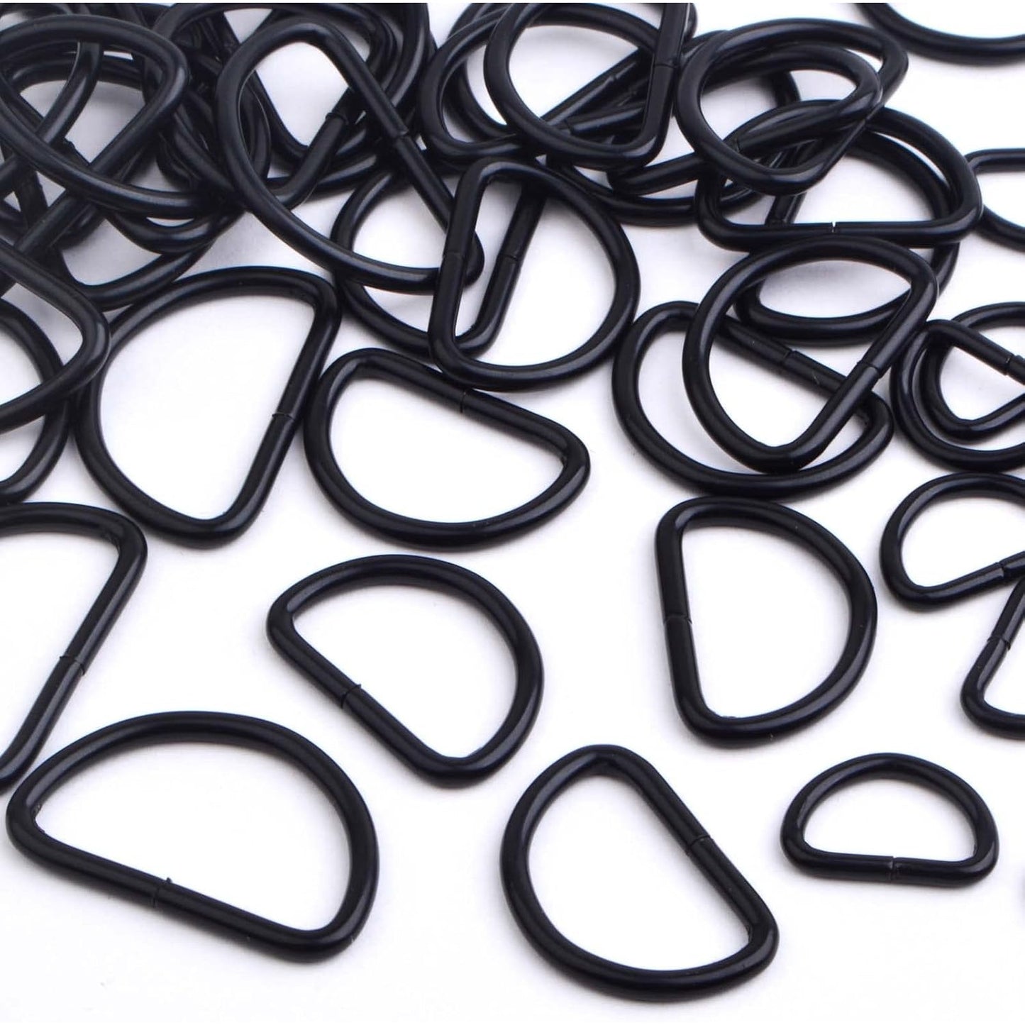 60pcs Black Semi-Circular D Rings Multipurpose Half Round D Rings Loop Buckle Hardware Accessories for DIY Luggage Handbag Purse Clothing Backpack Belt Sewing, 3 Sizes