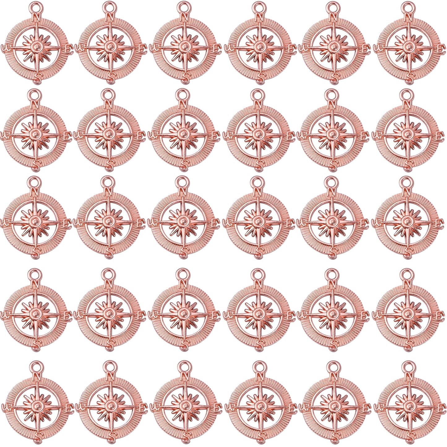 Compass Pendant Charms, 30pcs Alloy Tibetan Style Compass Shape Charms Nautical Beads Pendants Craft Supplies Accessories for Bracelet Necklace Jewelry Making, 5 Colors