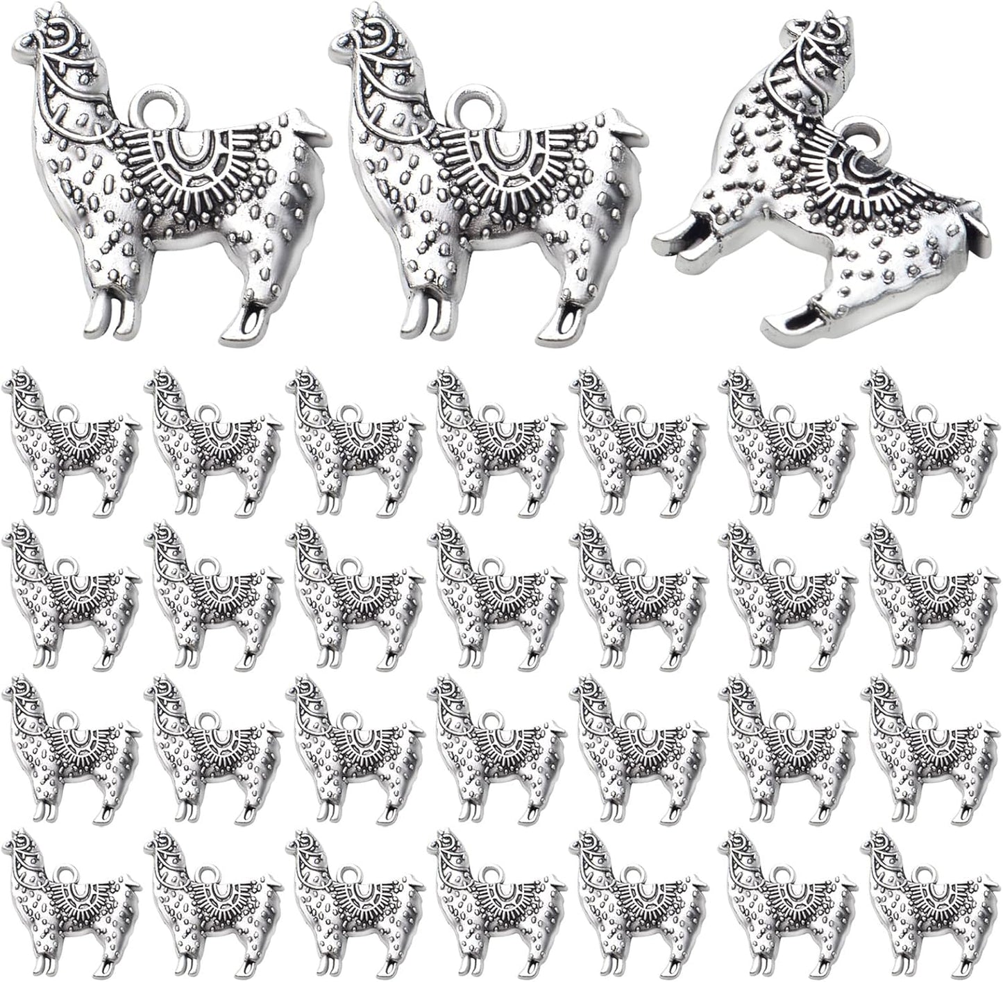 50pcs Antique Silver Alpaca Charms Llama Pendants Tibetan Alloy Animal Llama Charms Vintage Dangle Pendants Jewelry Making Accessory for DIY Crafts Bracelets Necklaces