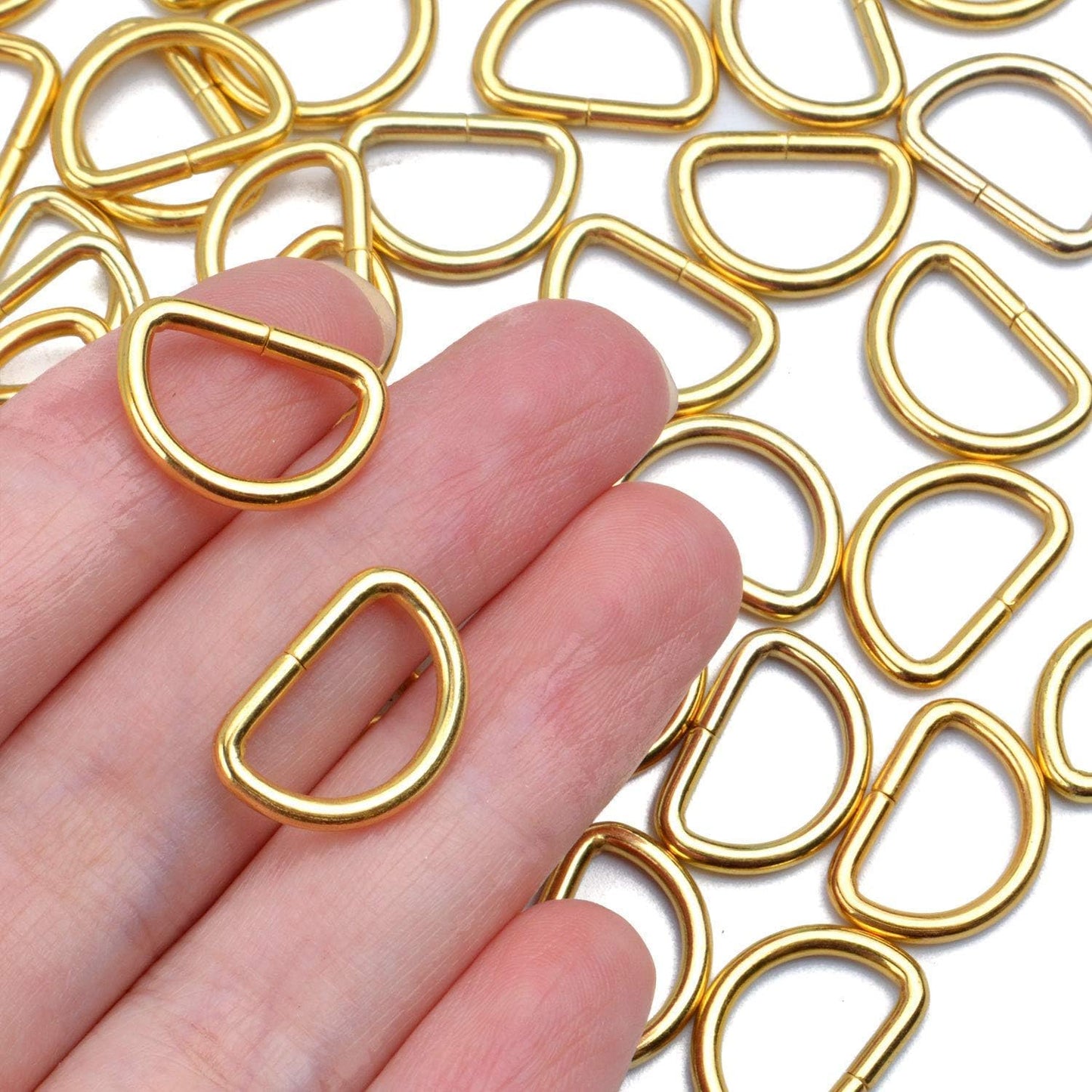 100 Pieces 1/2inch Metal Non Welded Gold D Ring Buckles D-Ring Loop for Handbag Purse Clothes DIY Accessories