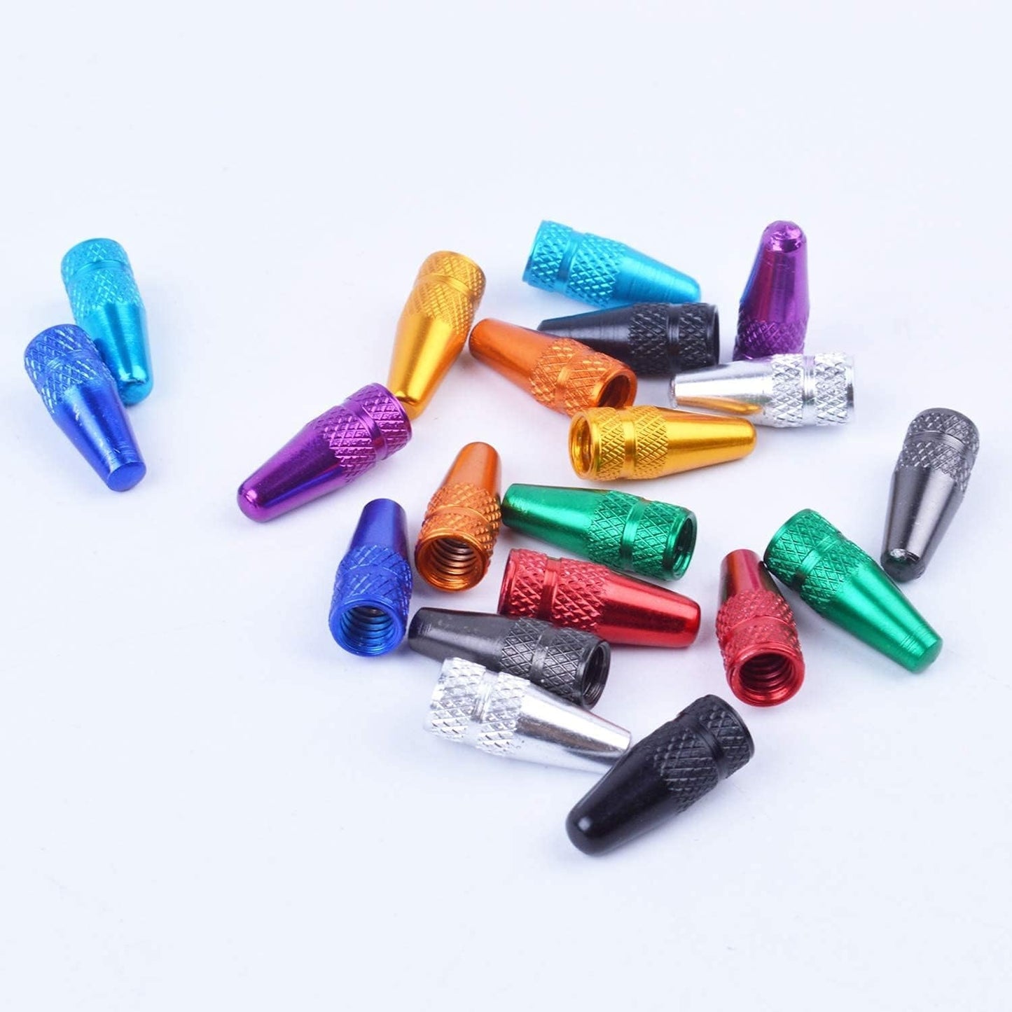 BronaGrand 40pcs Multi-Color Anodized Machined Aluminum Alloy Bicycle Bike Tire Valve Caps Dust Covers French Style Presta Valve Cap