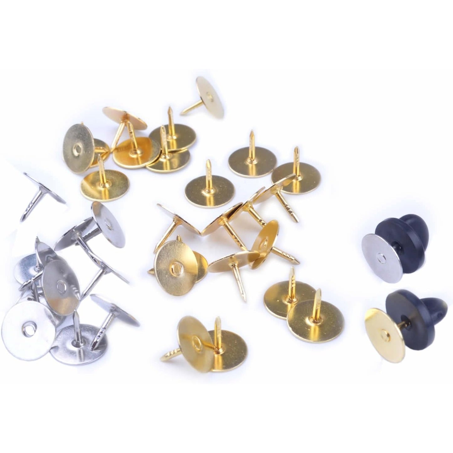 BronaGrand 50 Pieces Copper Tie Tacks Blank Pins with 50 Pieces PVC Rubber Pin Backs