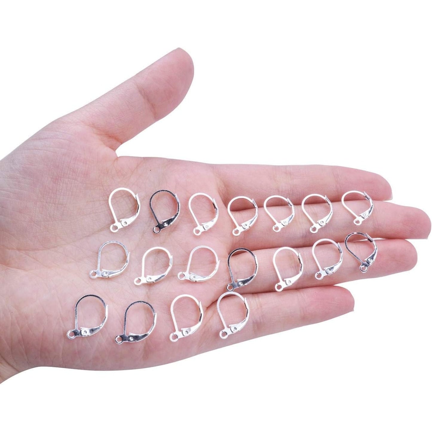 100PCS Silver Plated French Earring Hook Ear Wire Lever Back Open Loop DIY Jewelry Findings