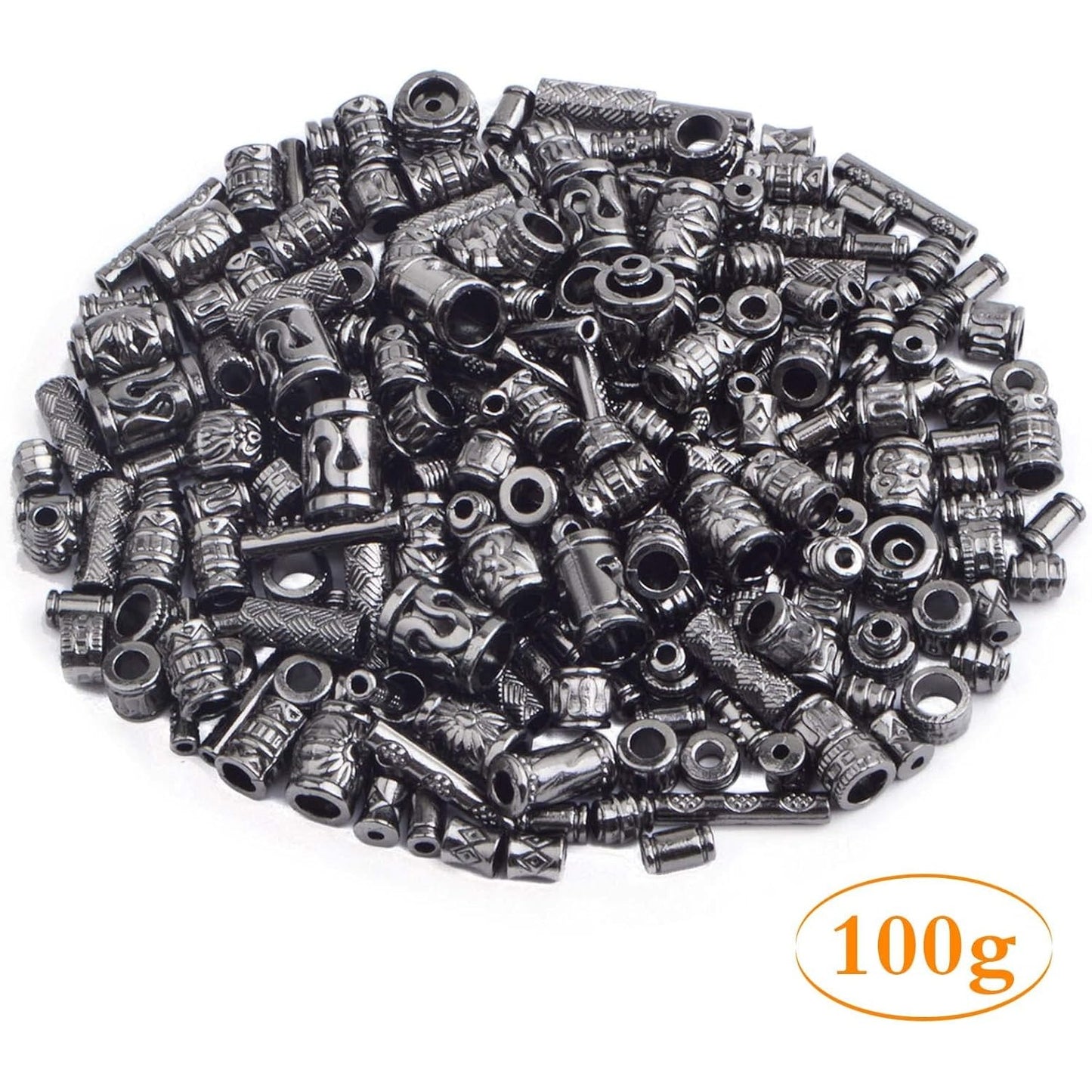 100 Gram Mixed Styles Column Spacer Beads Alloy Barrel Tube Bar Shape Loose Charm Beads Accessories for DIY Bracelet Jewelry Making Craft Decor, Gun Black