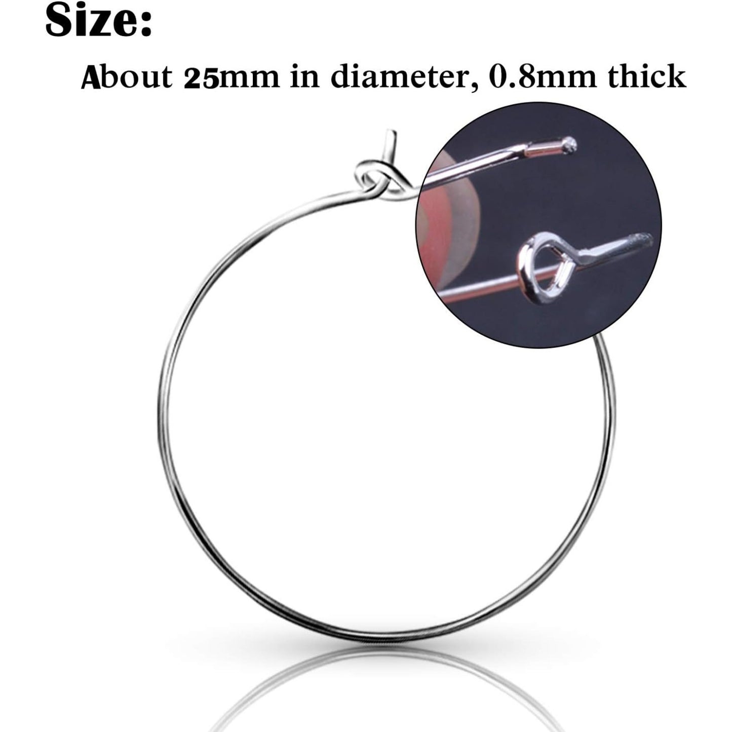BronaGrand 100 Pieces Silver Plated Wine Glass Charm Rings Earring Hoops 25mm
