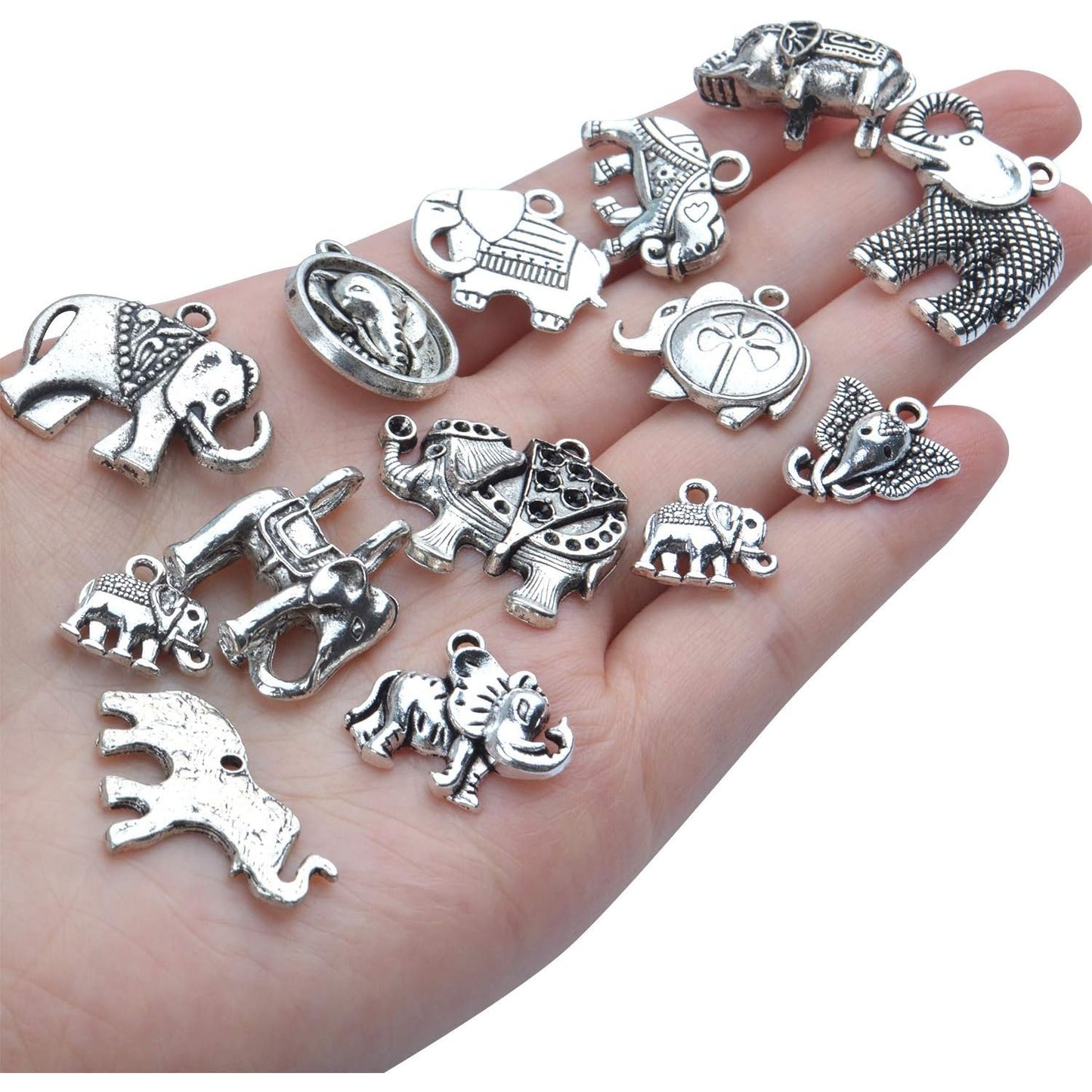 100g Antique Silver Elephant Charms Tibetan Animal Charms Pendants for Bracelets Necklace Jewelry Making