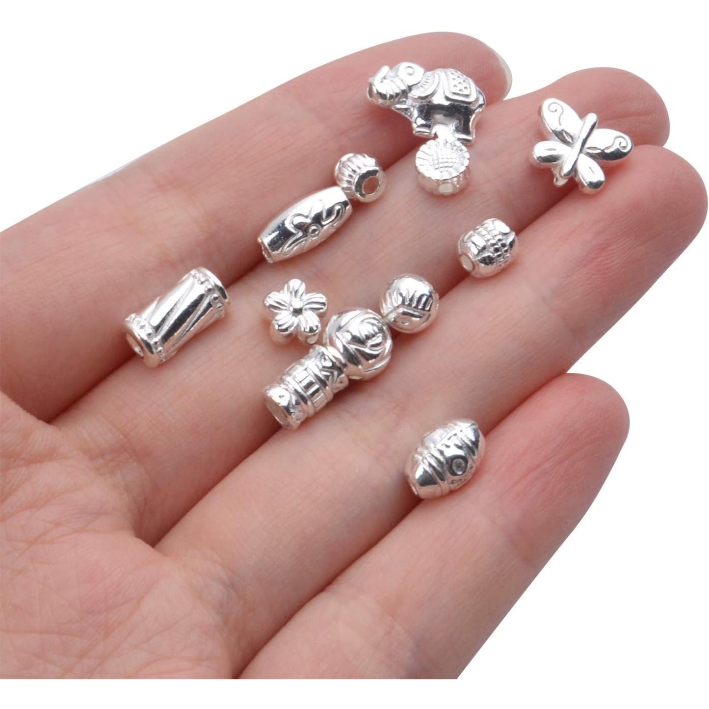 100 Gram(About 150-200pcs) Silver Spacer Beads Charm Bead Spacers Jewelry Findings Accessories for Bracelet Necklace Jewelry Making