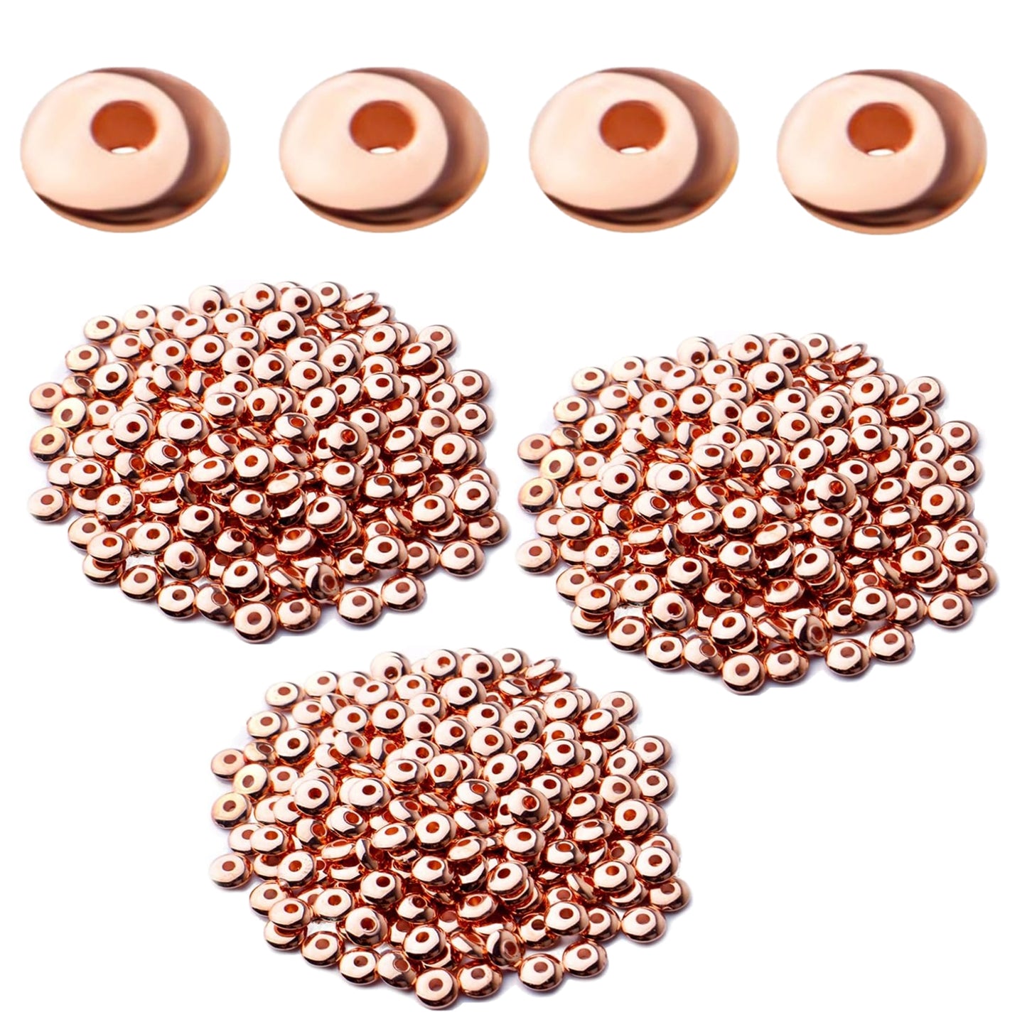600pcs Spacer Beads Flat Round Bead Spacers Rondelle Beads Disc Spacer Loose Beads for DIY Jewelry Bracelet Making,3 Colors