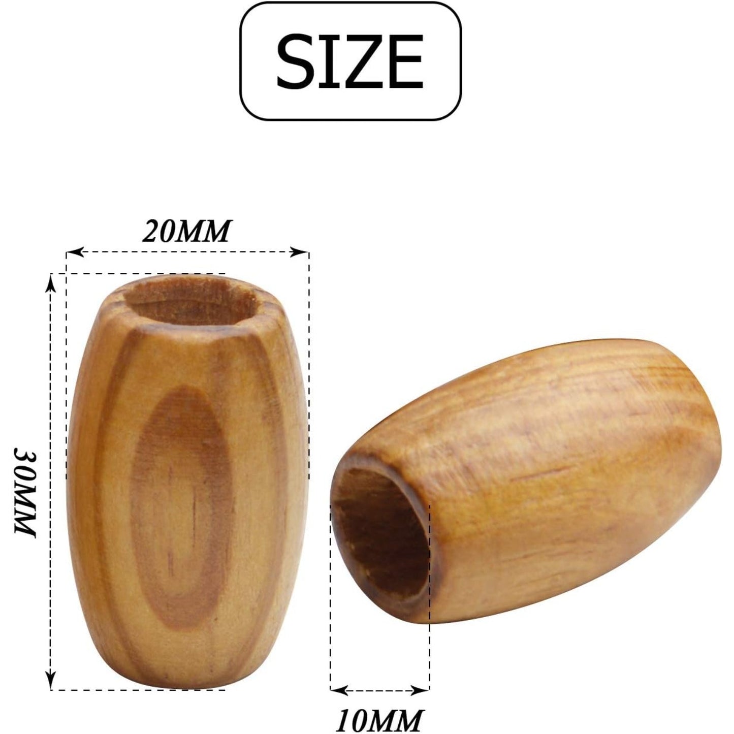 50pcs Natural Large Wooden Spacer Beads Tube Beads Oval Beads Loose Wood Beads with 10mm Large Hole for DIY Jewelry Hair Crafts Making,DIY Jewelry Handmade Decoration Supplies,30×20mm