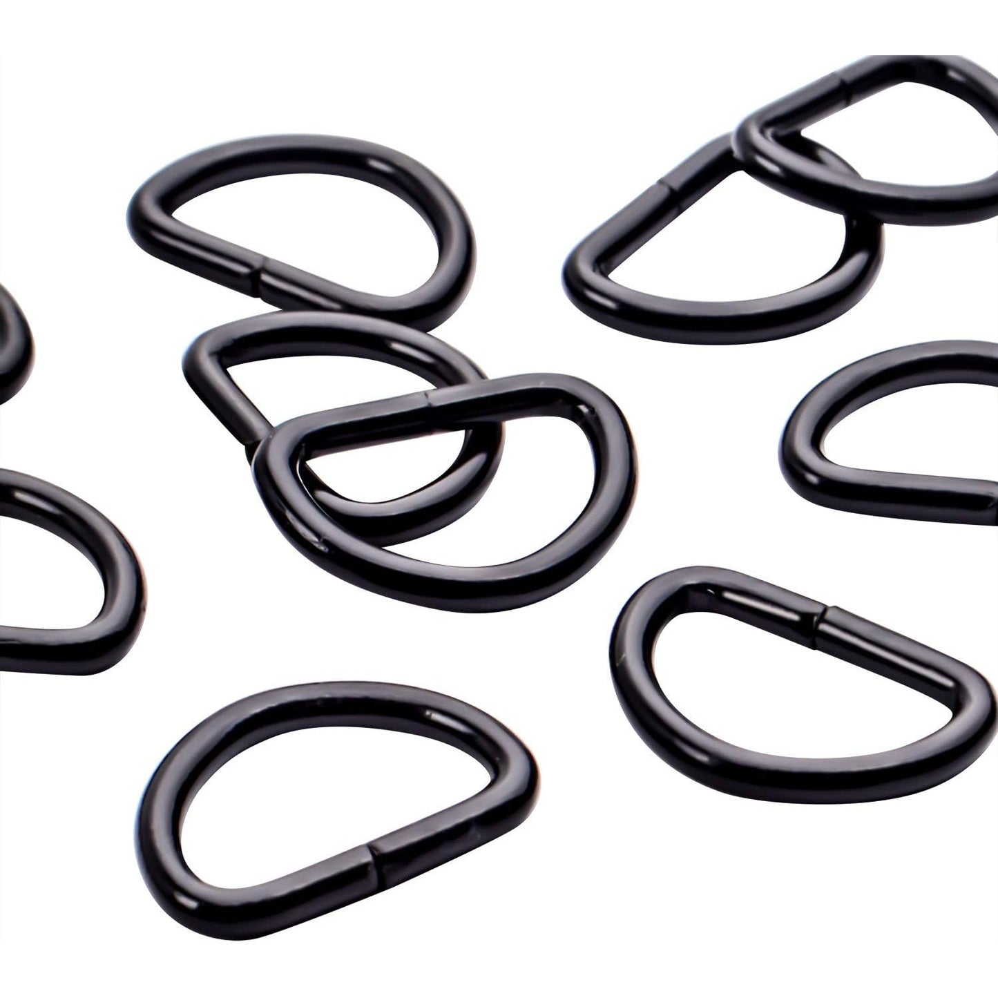 100 Pieces 1/2inch Metal Non Welded Black D Ring Buckles D-Ring Loop for Handbag Purse Clothes DIY Accessories