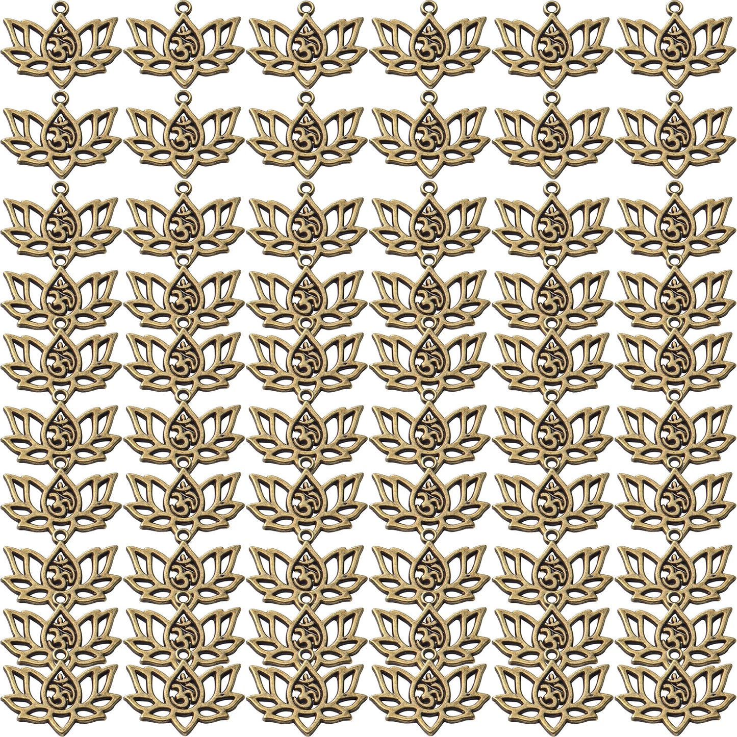 60pcs Lotus Charm Pendants Alloy Lotus Flower Beads Charms Flower Charms Crafts Supplies for DIY Necklace Earrings Jewelry Making Findings Accessory
