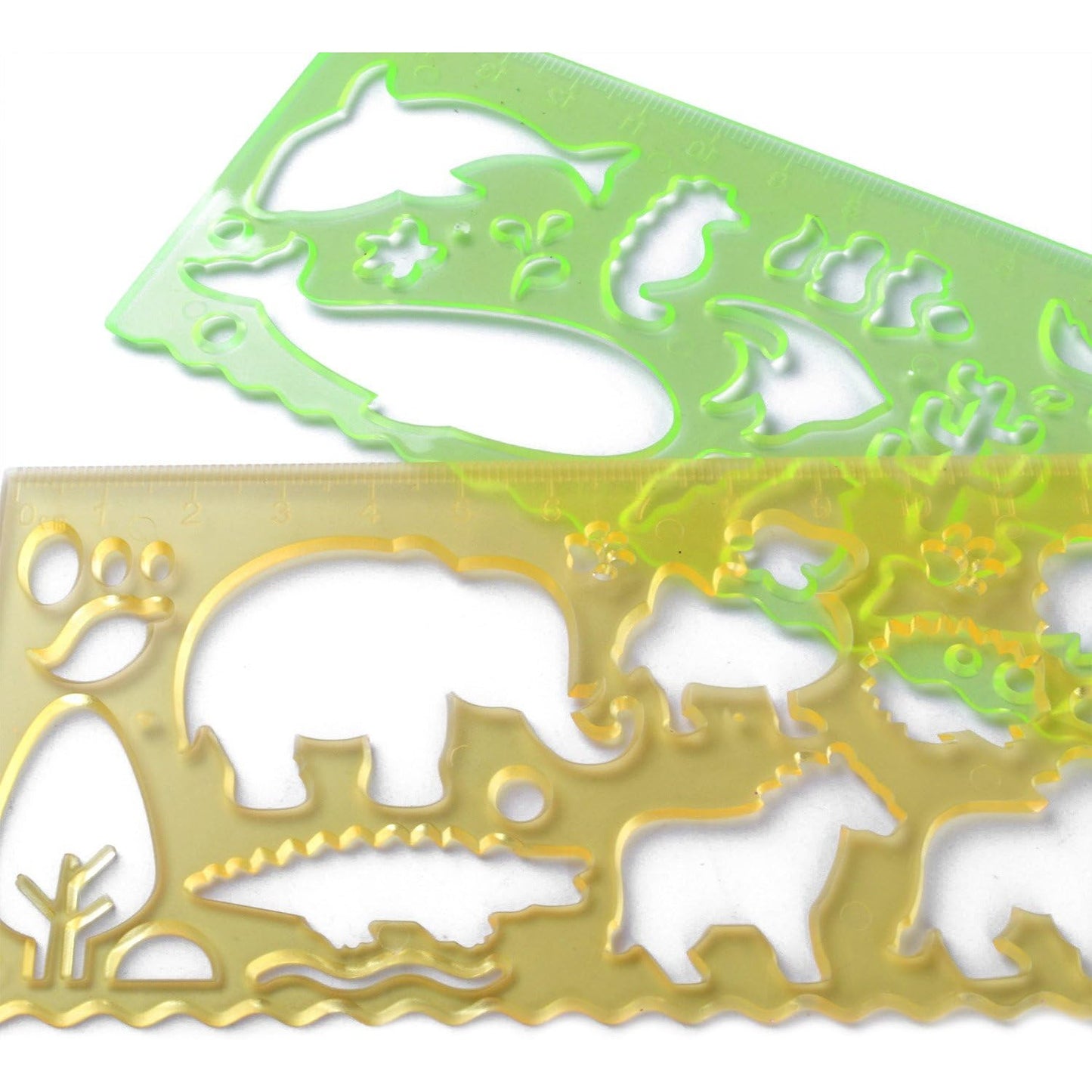 BronaGrand 4 Pcs Drawing Stencils Plastic Ruler Animals Painting Templates for Kids Clear 4 Colors