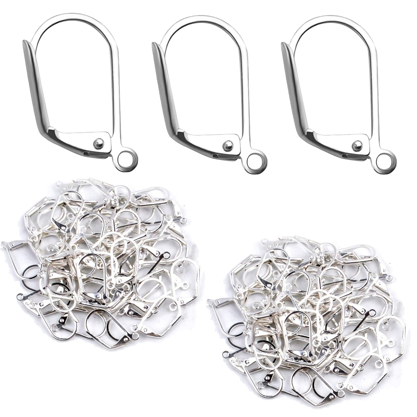 100 Pieces Leverback Earring Hooks French Earwires Replacement Jewellery Making Gold and Silver
