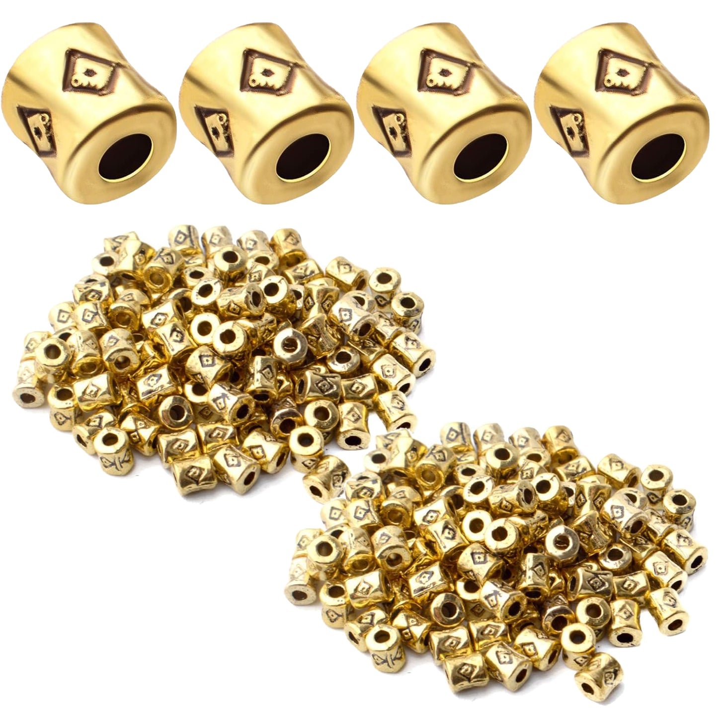 200pcs Tube Spacers Beads Alloy Tibetan Column Bead Spacer Hollow Loose Beads for Jewelry Bracelet Earrings Crafts Making,Antique Gold,Antique Silver