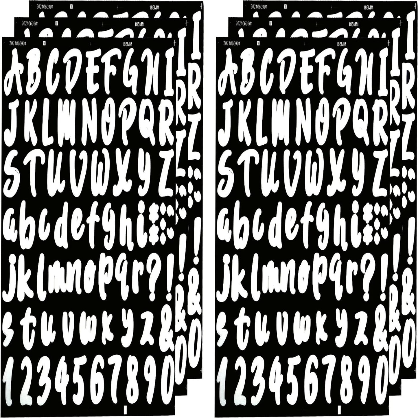 6 Sheets Self-Adhesive Vinyl Letters Numbers Kit, Alphabet letter Stickers Mailbox Numbers Sticker Decals for Sign, Notebook, Door, Containers, Business, Address Number, Jar Labels (White, Black)