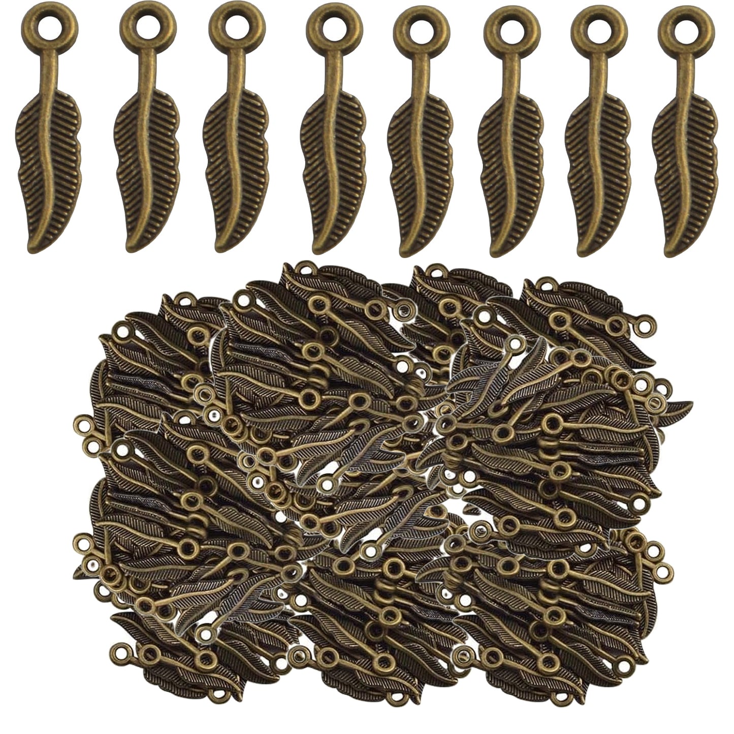 200 Pieces 5 Colors Feather Wing Charms Tibetan Alloy Leaf Dangle Pendants Jewelry Findings Accessories for DIY Necklace Bracelet Earrings Crafts Making