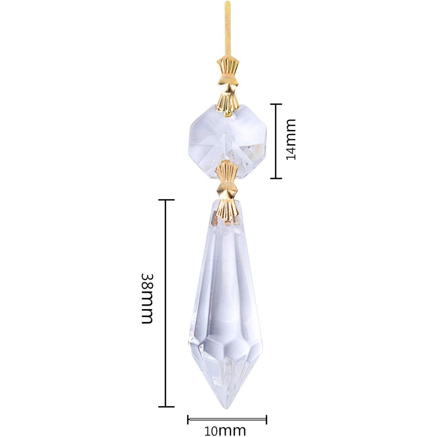 20 Pieces Replacement Clear Chandelier Icicle Crystal Prisms Octogan Crystal Bead for Lamp Decoration,38mm,Gold Bow Tie Connectors