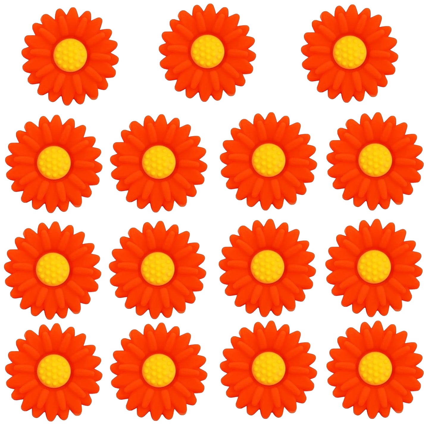 15pcs Daisy Flower Silicone Beads Colorful Soft Silicone Sunflower Spacer Beads Flower Shape Loose Beads Craft Accessories for DIY Necklace Bracelet Keychains Jewelry Making